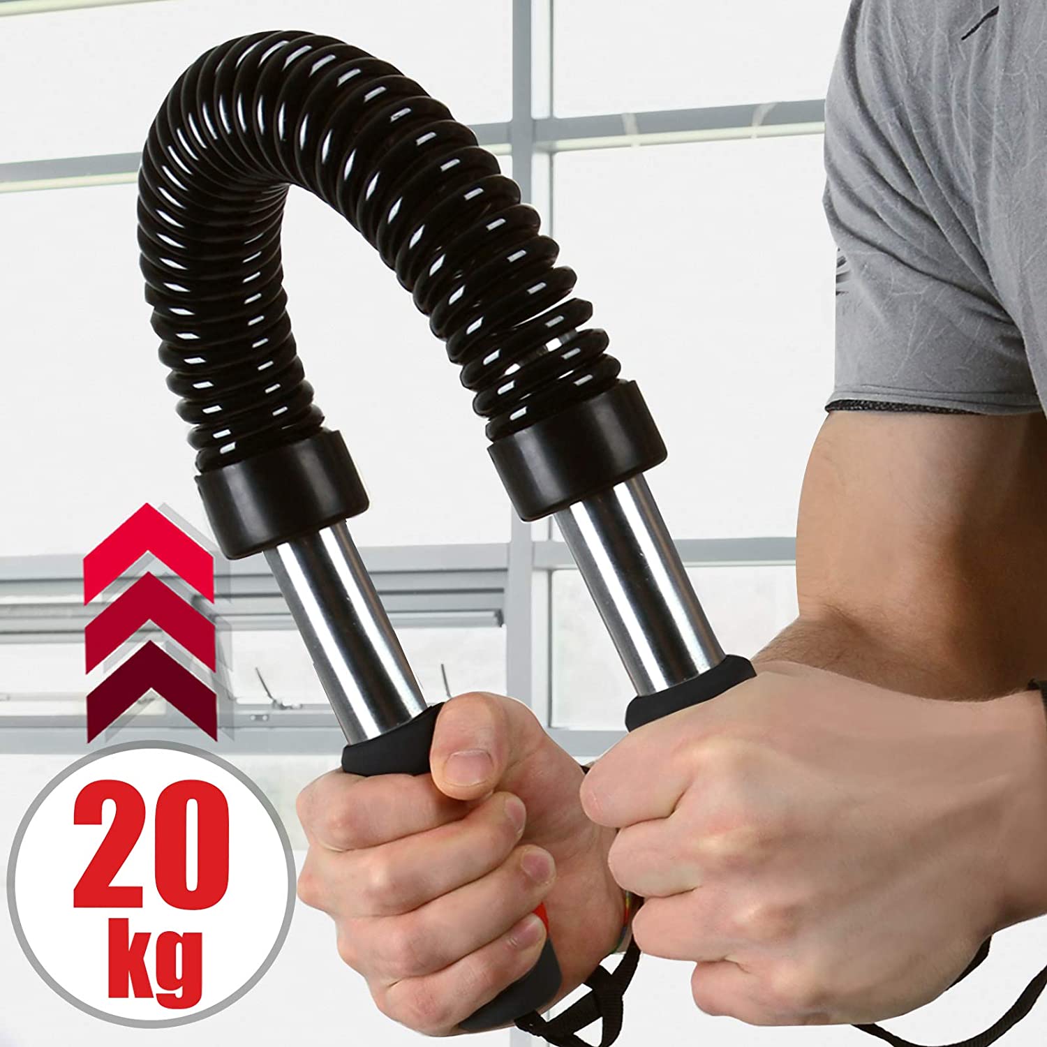 Flexibele halter – Arm trainer – 20 KG Weerstand – Zwart – Rood