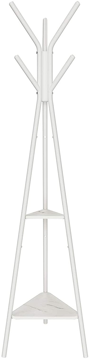 Kapstok – Kapstok staand – MDF – Staal – 49 x 49 x 179 cm – Wit