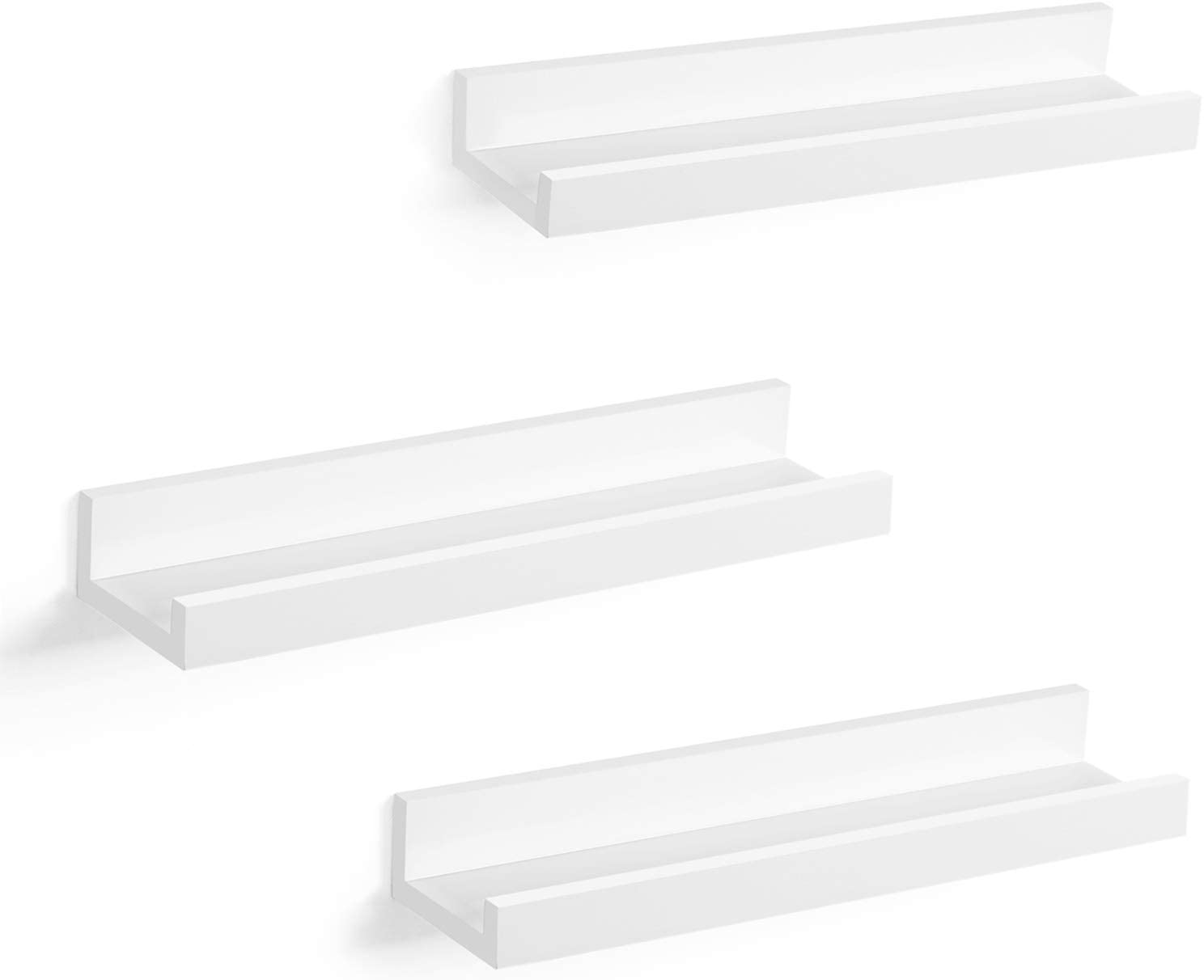 Wandplank – MDF – 38 x 10 x 5 cm – Wit – Set van 3 stuks