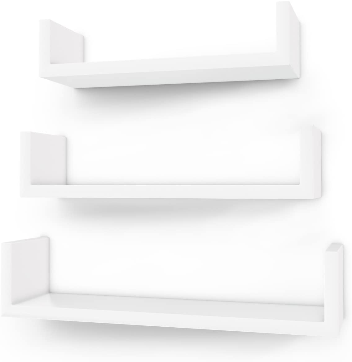 Wandplank – Wandplank zwevend – MDF – 40 x 10 x 10.3 cm – Wit – Set van 3 stuks