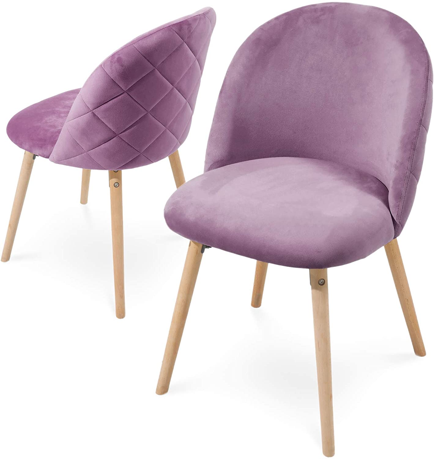 Eetkamerstoelen – Lounge stoelen – Scandinavisch – Retro – Vintage – Gestoffeerd – Set van 2 – Paars