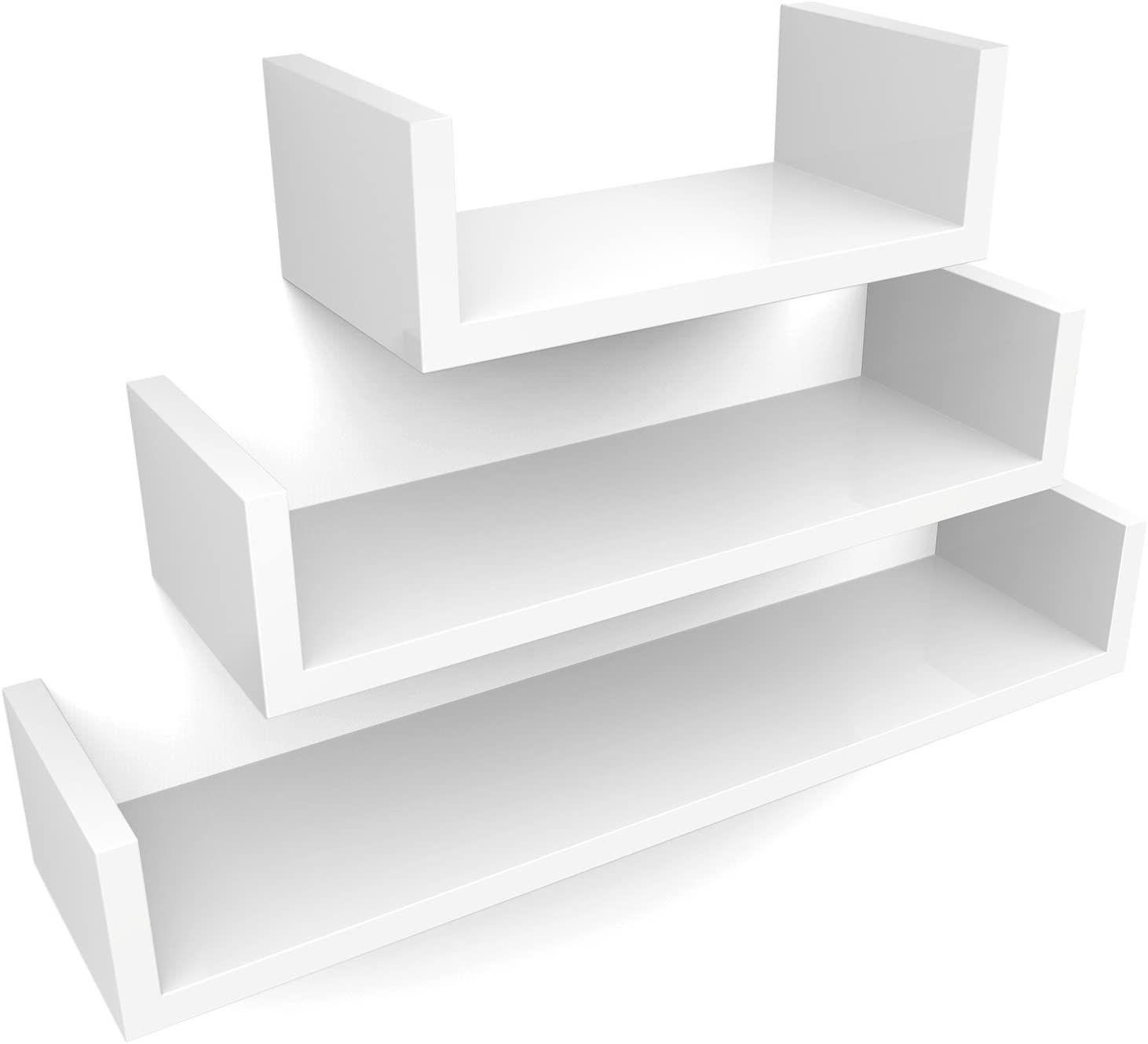 Wandplank – Muurplank – MDF – 60 x 10 x 15 cm – Wit – Set van 3 stuks