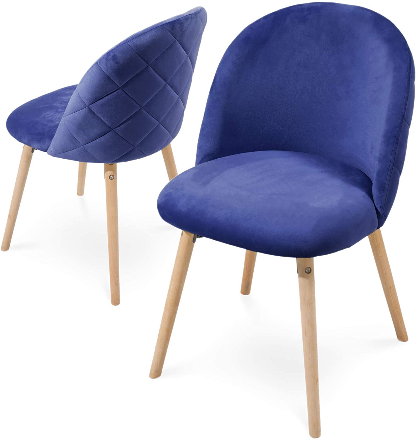Eetkamerstoelen – Lounge stoelen – Scandinavisch – Retro – Vintage – Gestoffeerd – Set van 2 – Blauw