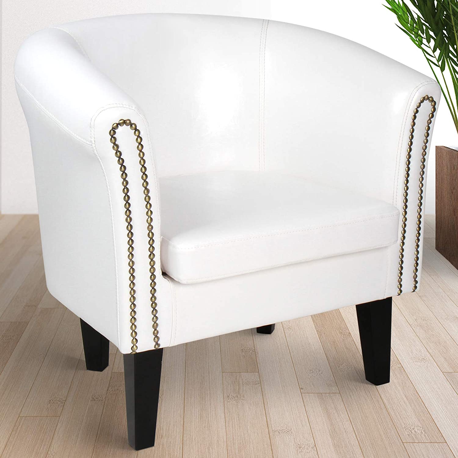Vrijgekomen lepel hoofd Chesterfield zitstoel - Lounge stoel - Kunstleer - Wit - 1-zitter - Trend24