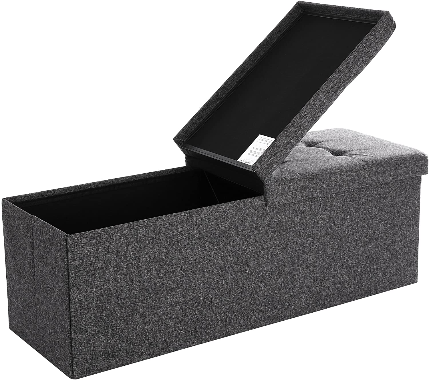Opbergbox – Hocker – MDF – Foam – 76 x 38 x 38 cm – Donker grijs