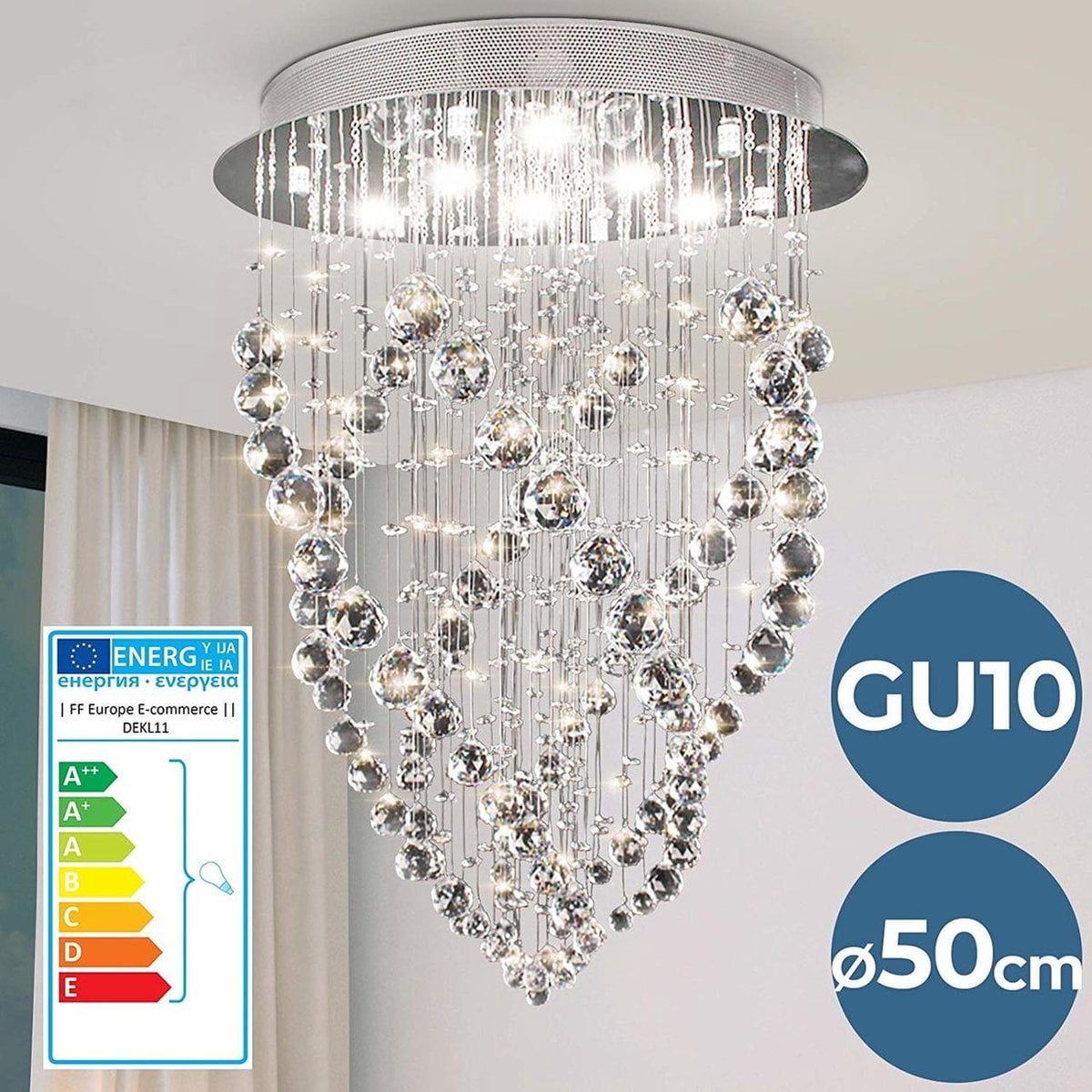 Plafondlamp – Hanglamp – Kristallen – 70 cm hoog