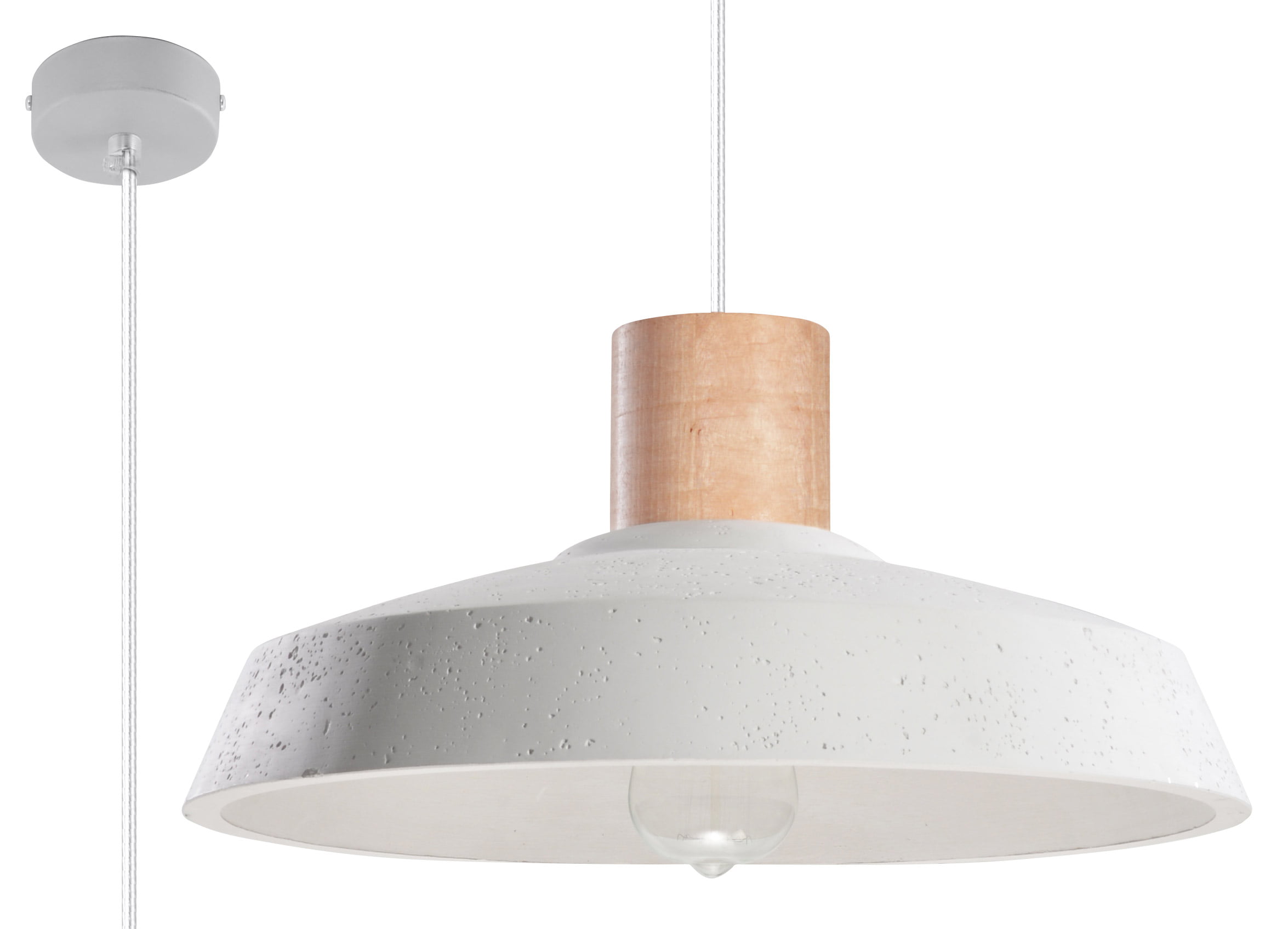 Hanglamp Afra – E27 – Wit / Natuurlijk Hout
