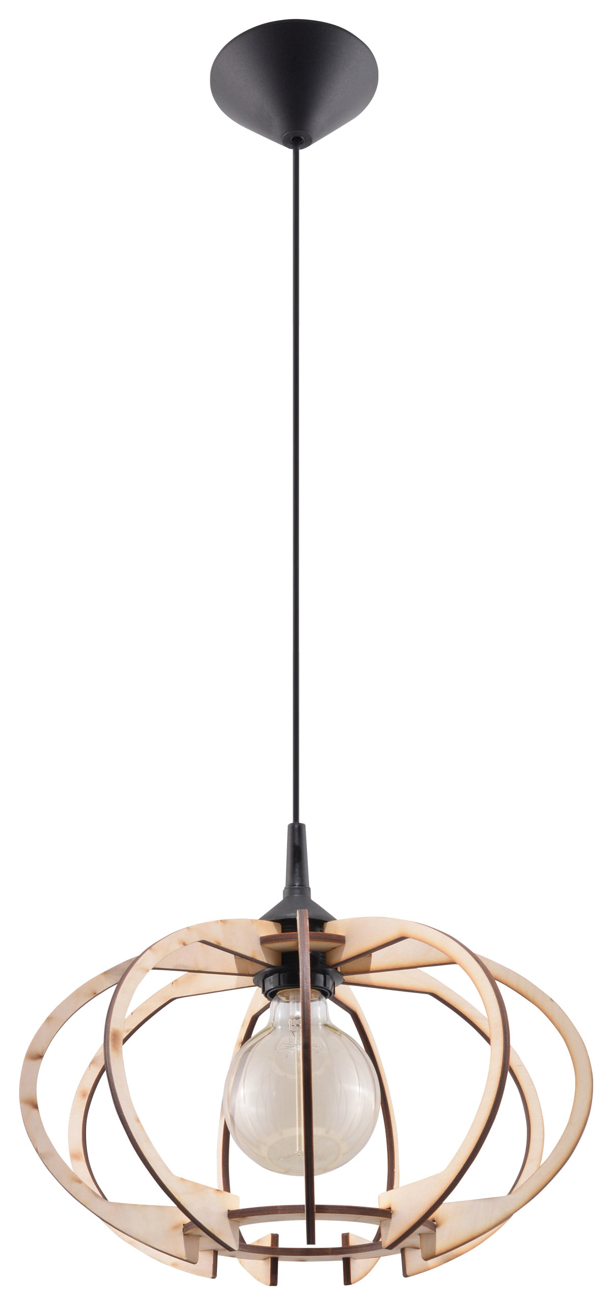 Hanglamp Mandelino – E27 – Natuurlijk Hout / Zwart