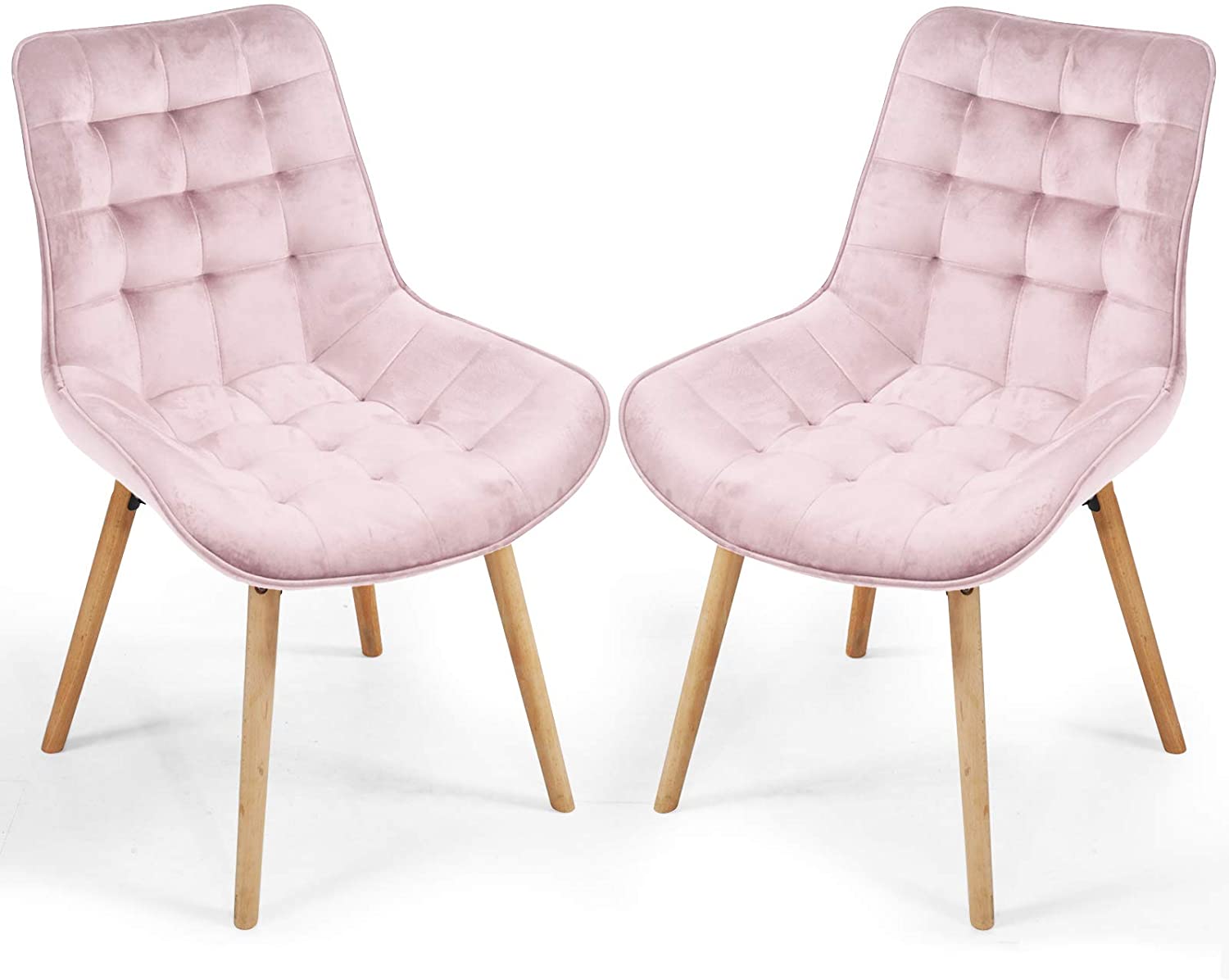Stoel – Eetkamer stoel – Velvet stoel – Set van 2 – 59 x 52 x 84 cm – Fluweel – Roze