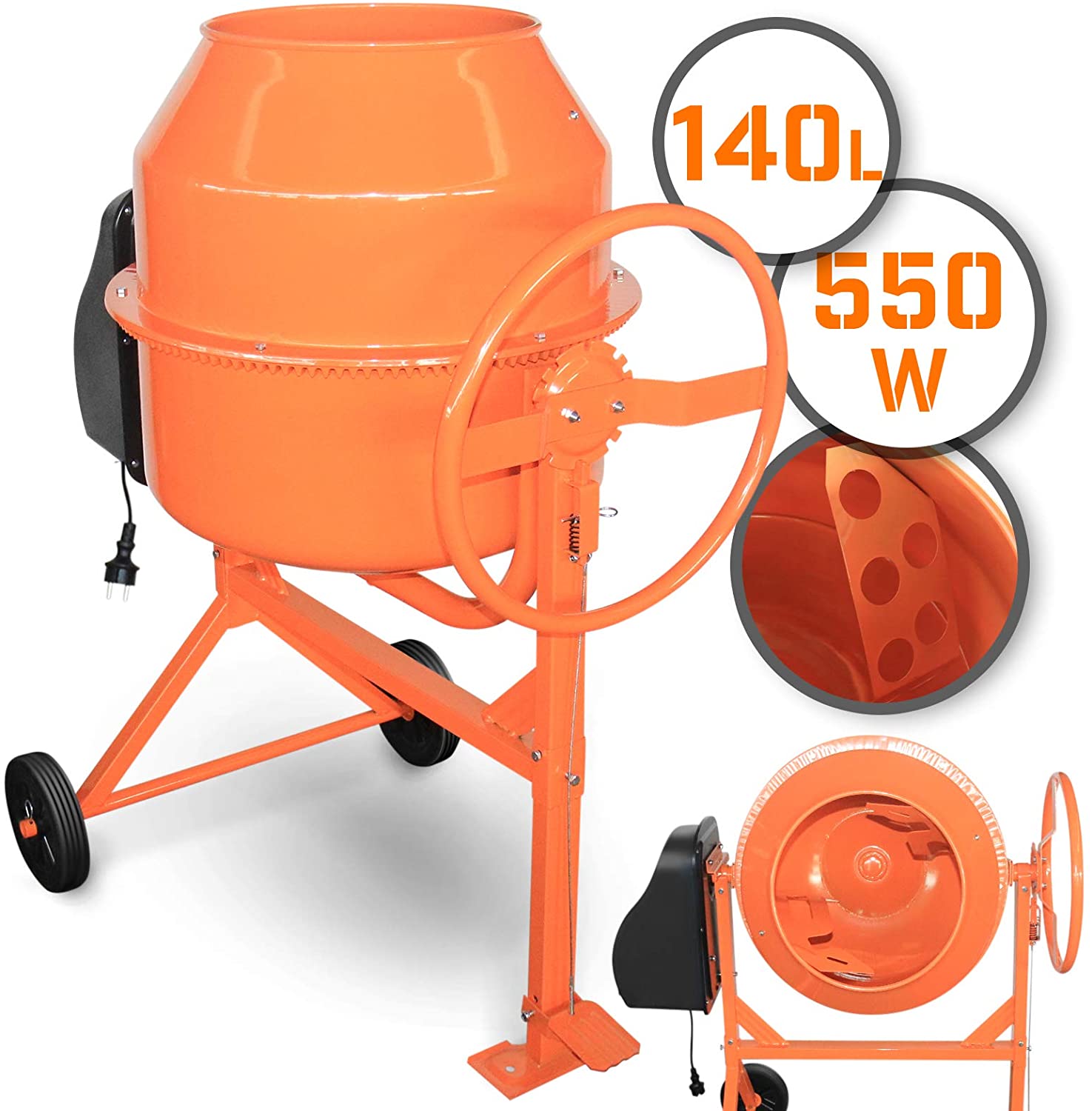 Mixer – Betonmixer – Cement mixer – 140L – Oranje