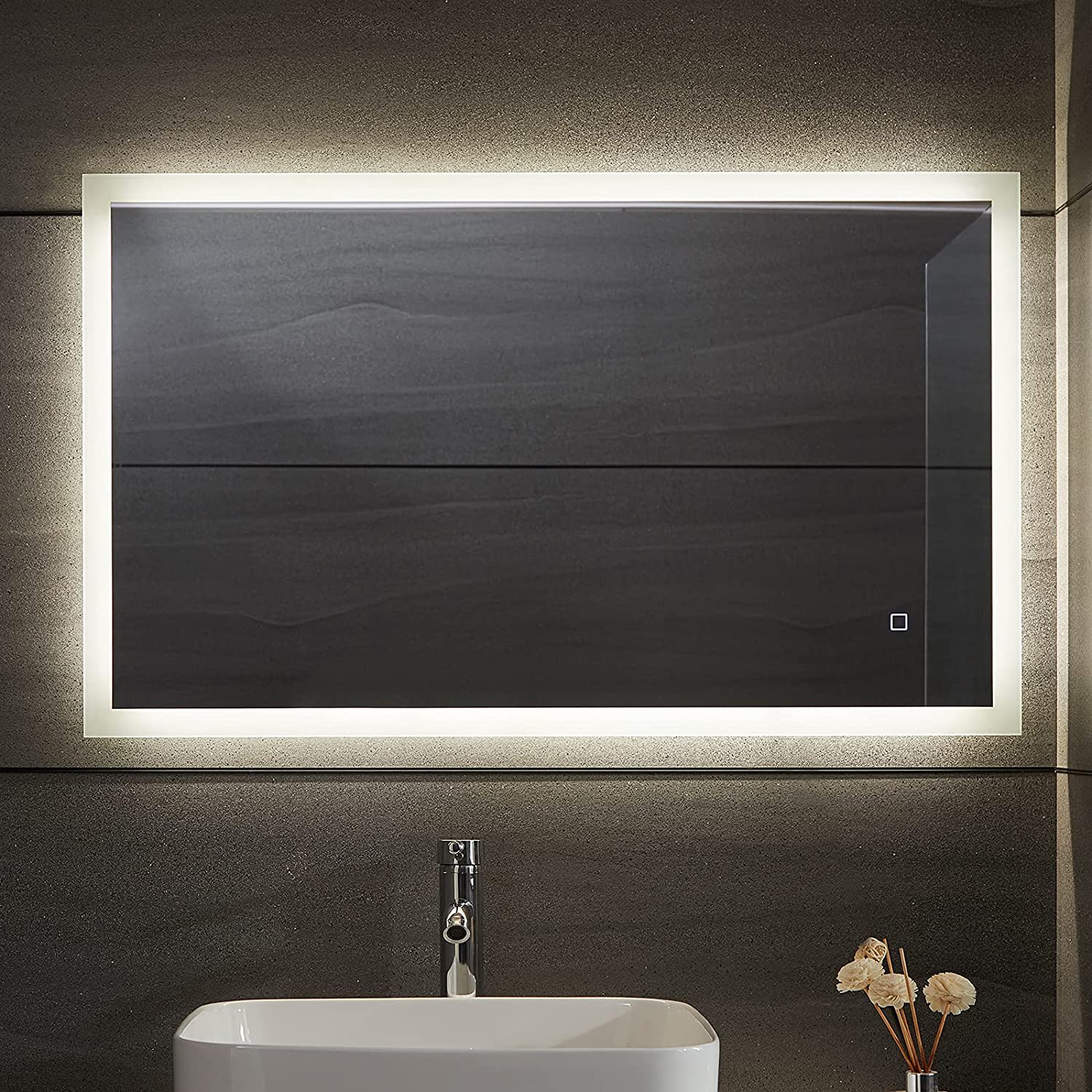Spiegel – Spiegel met verlichting – Badkamerspiegel – LED –  Koper en loodvrij – 50 x 70 cm – Glas