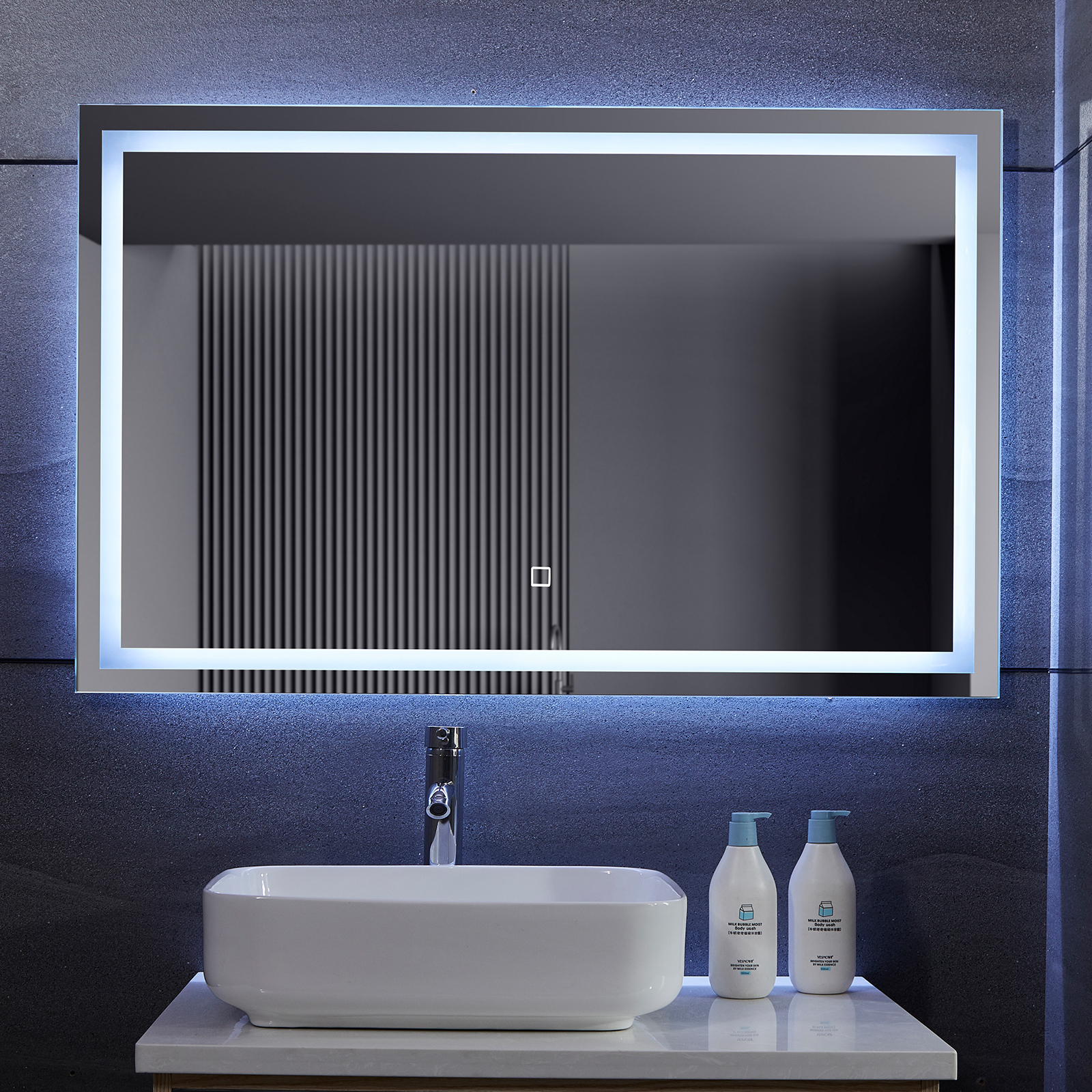 Spiegel – Spiegel met verlichting – Badkamerspiegel – LED –  Koper en loodvrij – 110 x 70 cm – Glas