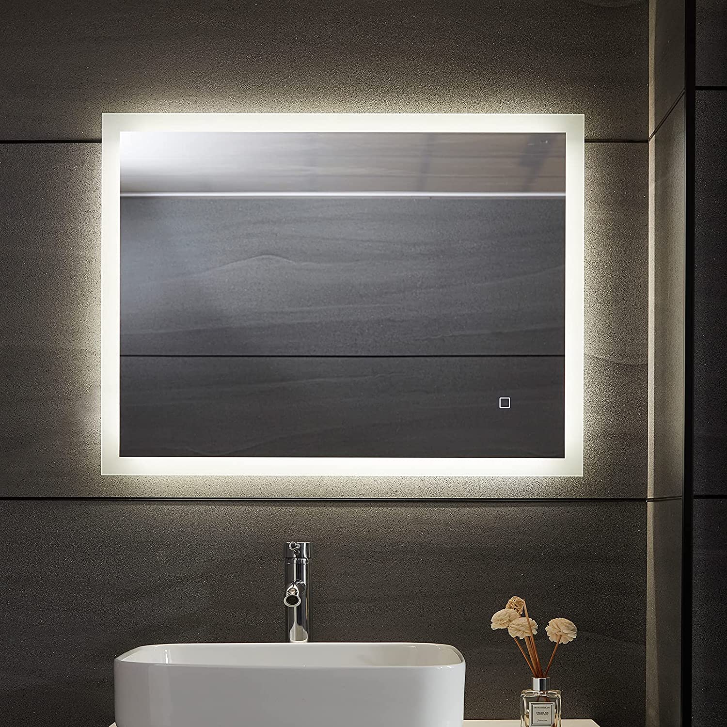 Spiegel – Spiegel met verlichting – Badkamerspiegel – LED –  Koper en loodvrij – 100 x 60 cm – Glas