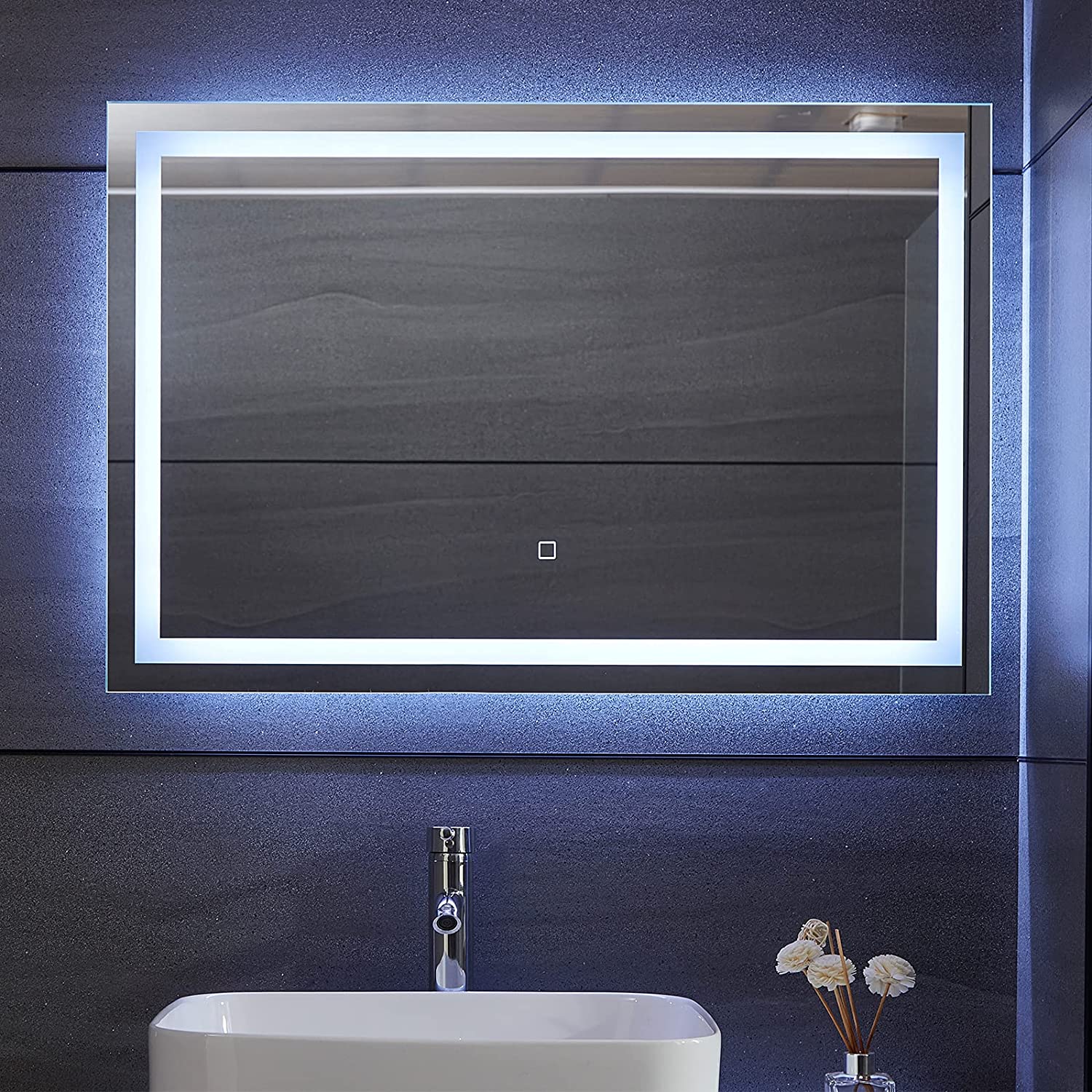 Spiegel – Spiegel met verlichting – Badkamerspiegel – LED –  Koper en loodvrij – 90 x 60 cm – Glas