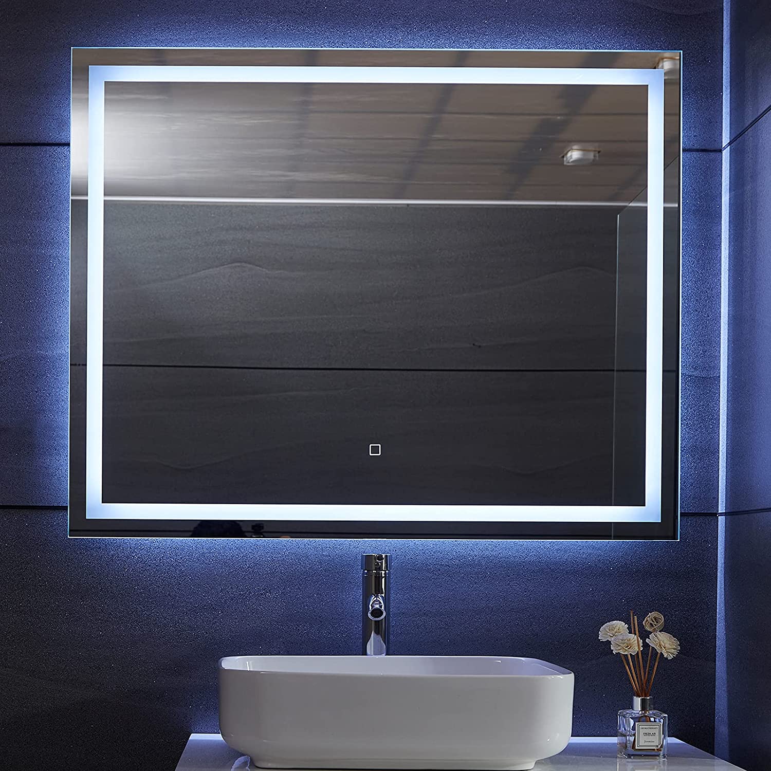 Spiegel – Spiegel met verlichting – Badkamerspiegel – LED –  Koper en loodvrij – 100 x 80 cm – Glas
