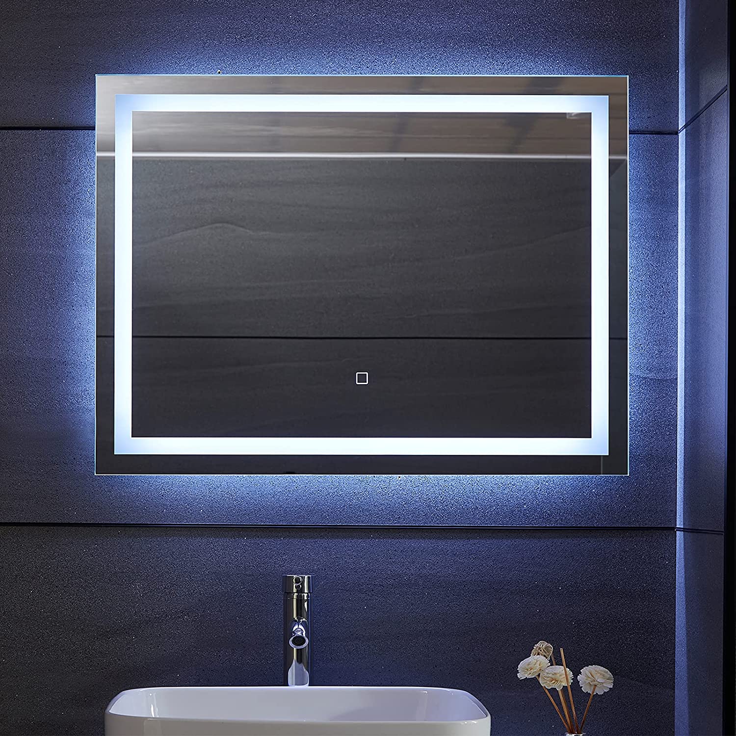 Spiegel – Spiegel met verlichting – Badkamerspiegel – LED –  Koper en loodvrij – 80 x 60 cm – Glas