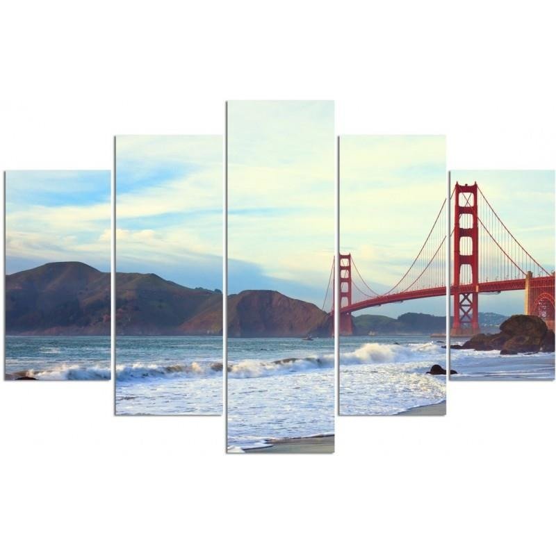 Canvas Schilderij – Golden Gate Bridge  – Vijfluik – Steden