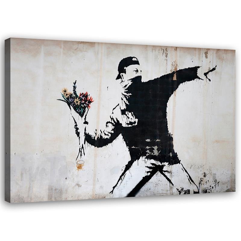 Canvas Schilderij – Straatmilitant Banksy Street Art  – Schilderijen – Reproducties