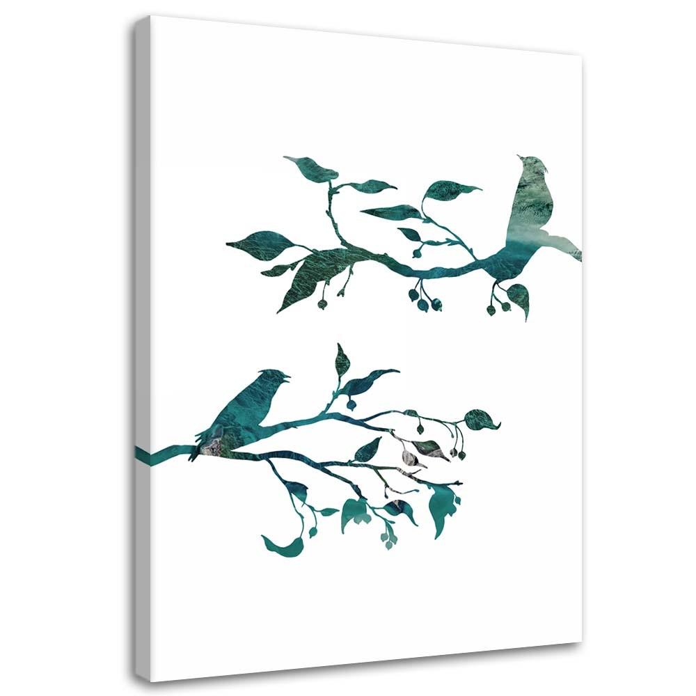 Canvas Schilderij – Vogels Op Een Takje  – Schilderijen – Dieren