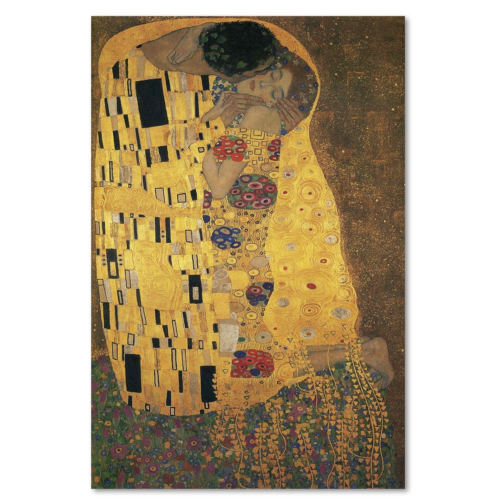 Canvas Schilderij – Reproductie Schilderij door G. Klimt – The Kiss  – Schilderijen – Reproducties