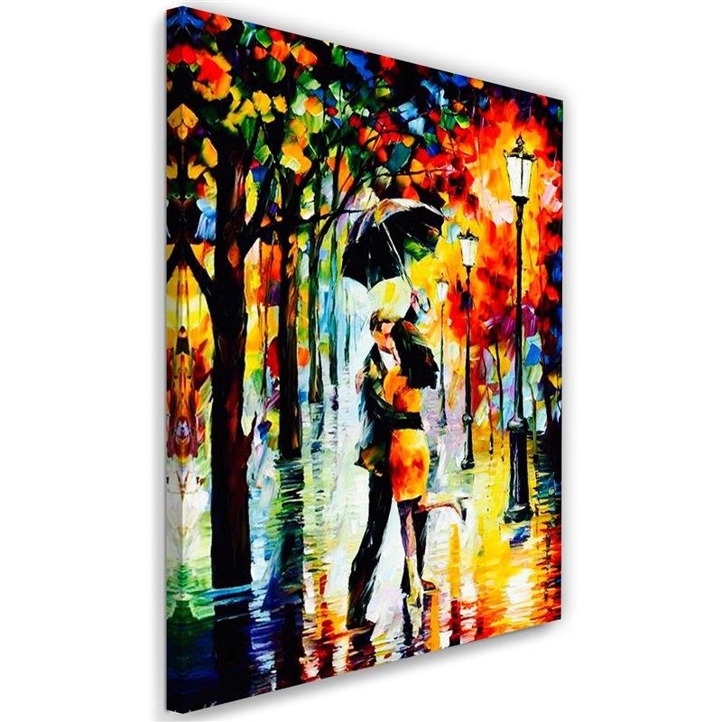 Canvas Schilderij – Paar Verliefd Onder Een Paraplu  – Schilderijen – Abstract