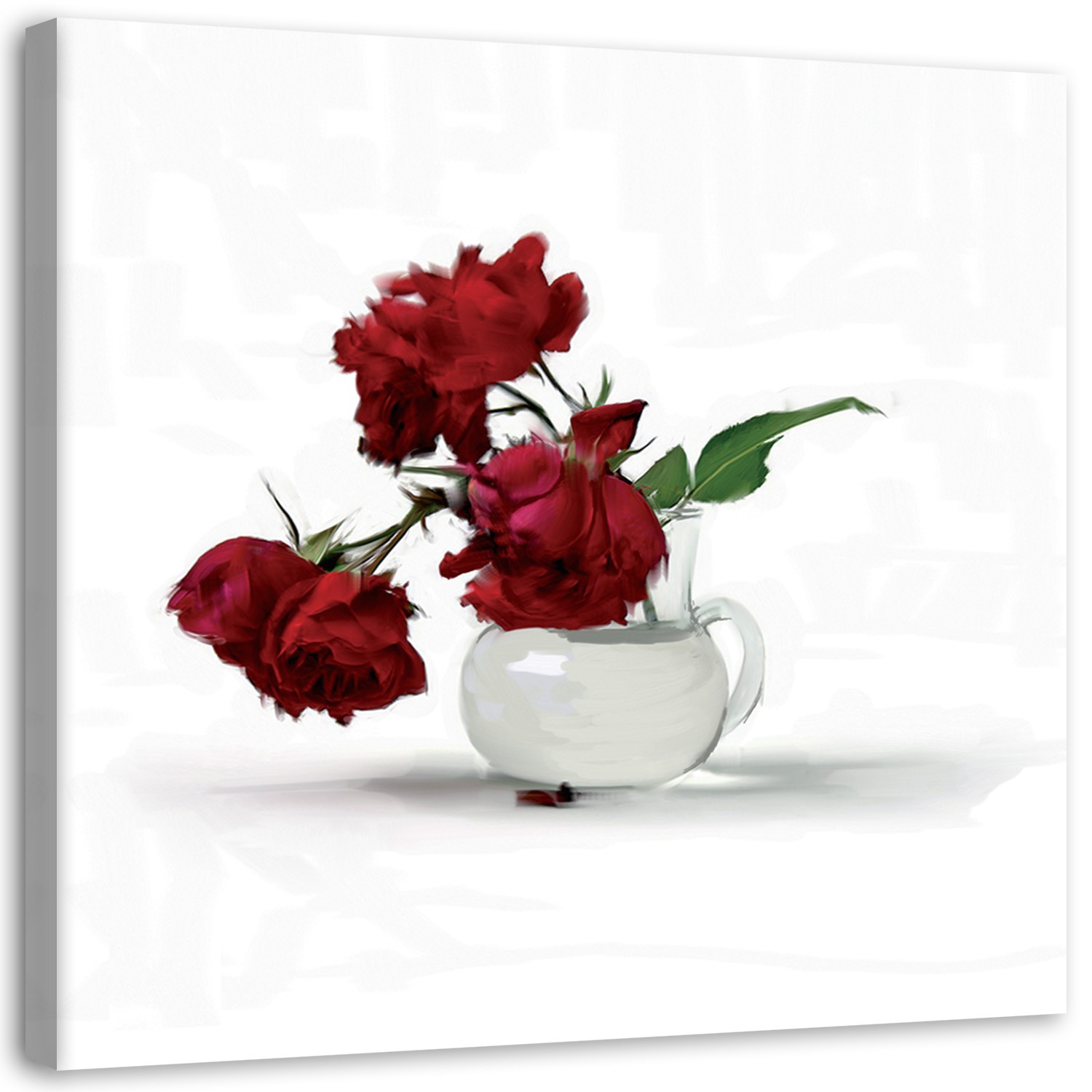 Canvas Schilderij – Rode Rozen In Een Vaas  – Schilderijen – Bloemen