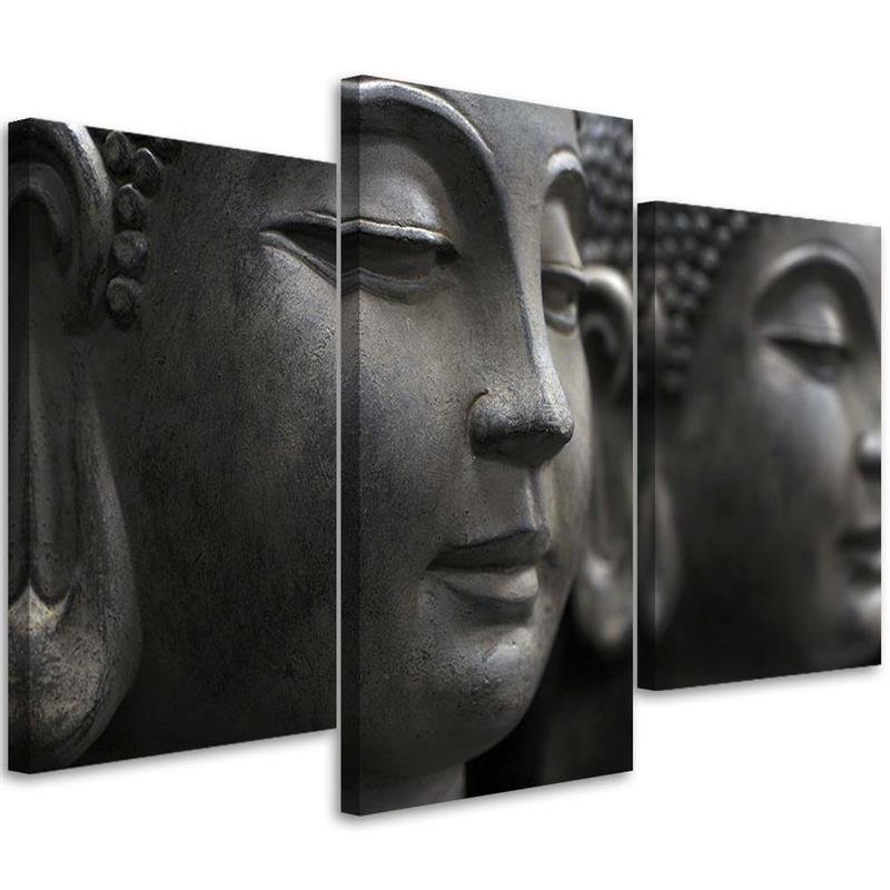 Canvas Schilderij – Standbeeld Van Boeddha  – Drieluik – Oosters