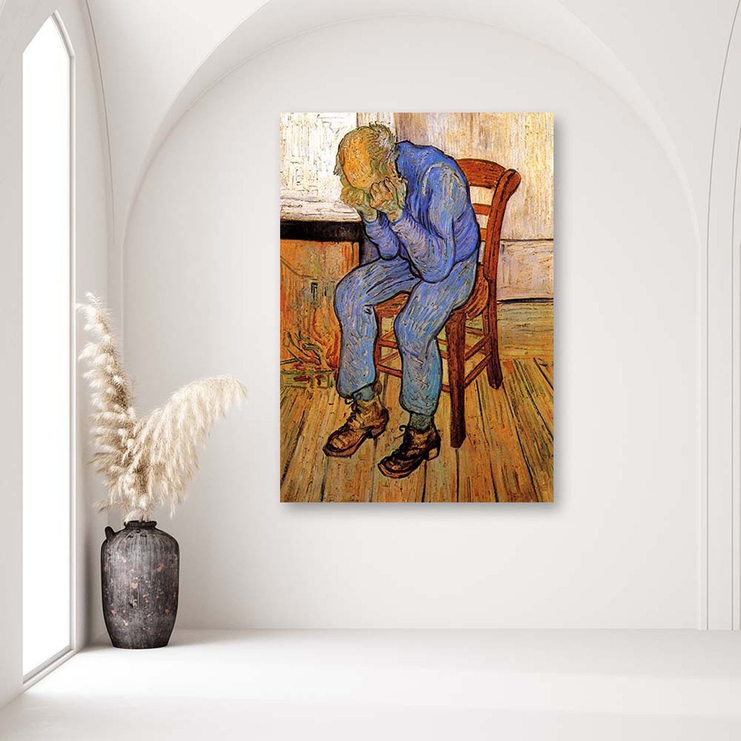 streng staan erger maken Canvas Schilderij - Oude Man In Verdriet - V. Van Gogh-Reproductie -  Schilderijen - Reproducties - Trend24