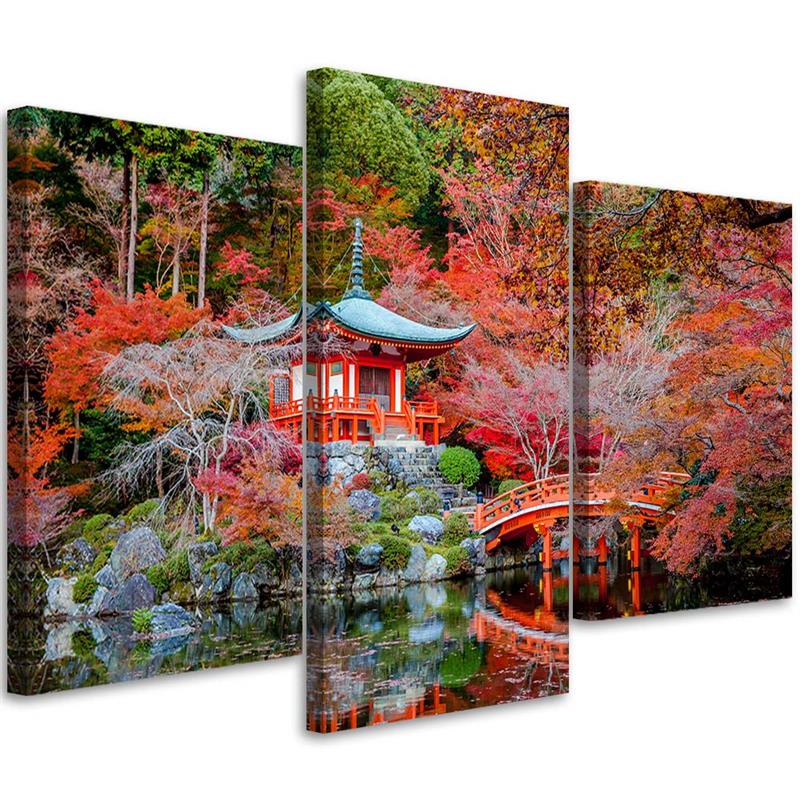 Canvas Schilderij – Japanse Tuin  – Drieluik – Landschappen