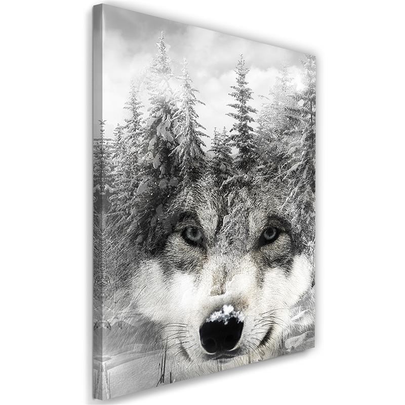 Canvas Schilderij – Wolf In Een Winterlandschap  – Schilderijen – Dieren