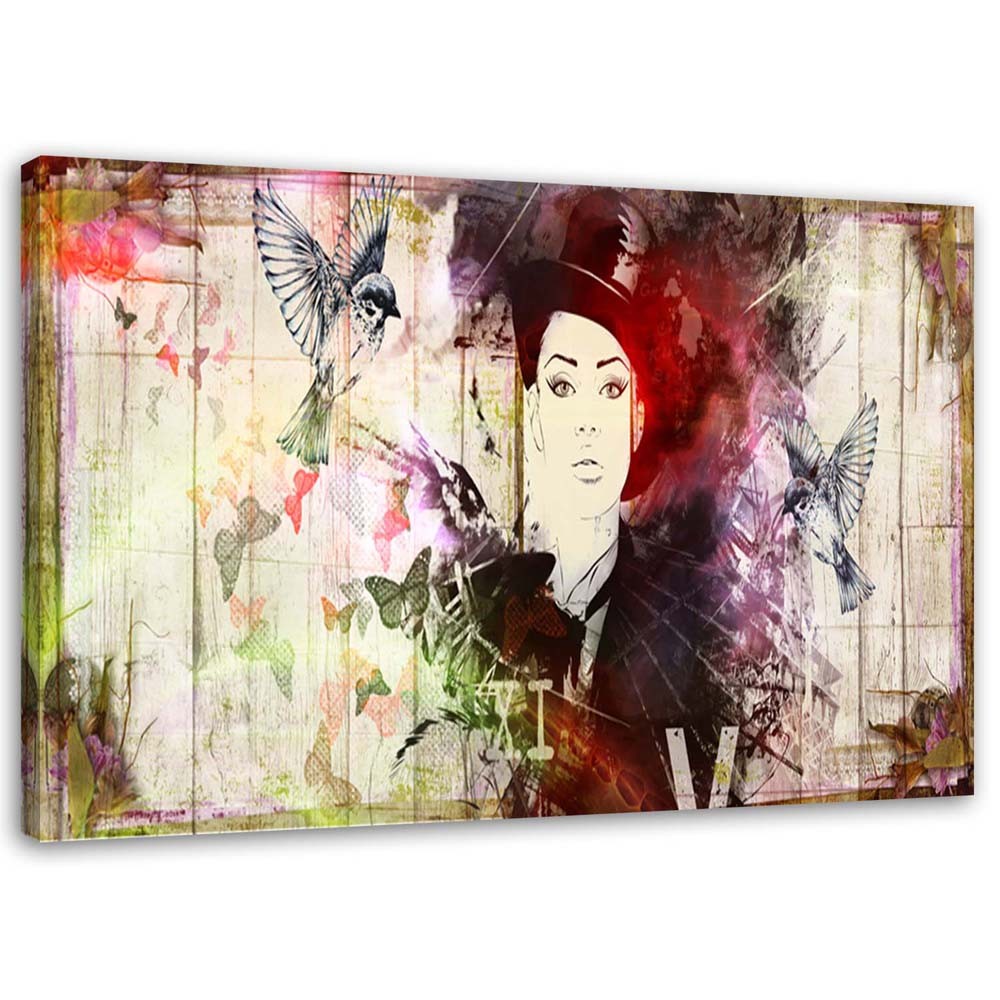 Canvas Schilderij – Meisje In Een Hoed  – Schilderijen – Abstract