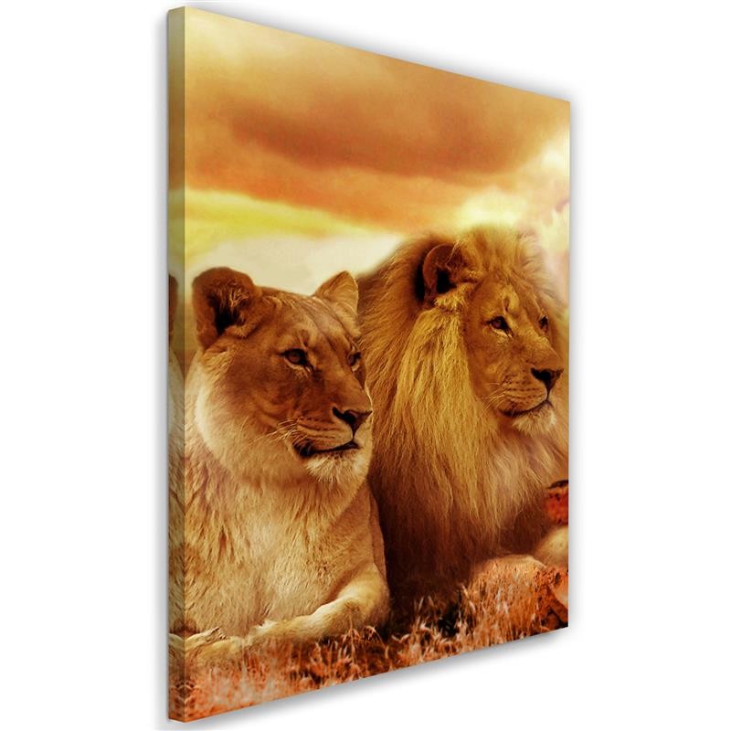 Canvas Schilderij – King Leeuw And Leeuwin  – Schilderijen – Dieren