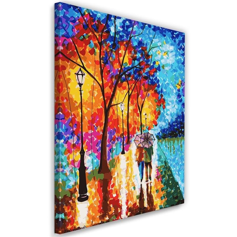 Canvas Schilderij – Herfstbomen In Het Park  – Schilderijen – Mensen