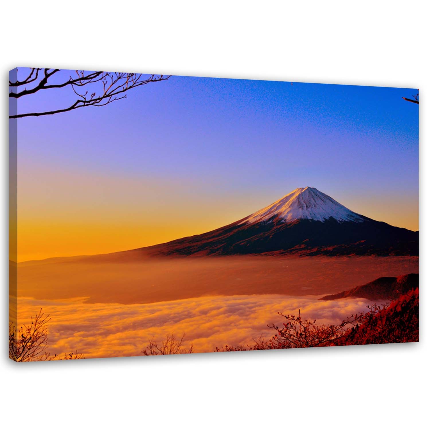 Canvas Schilderij – Mount Fuji Badend In Zonlicht  – Schilderijen – Landschappen