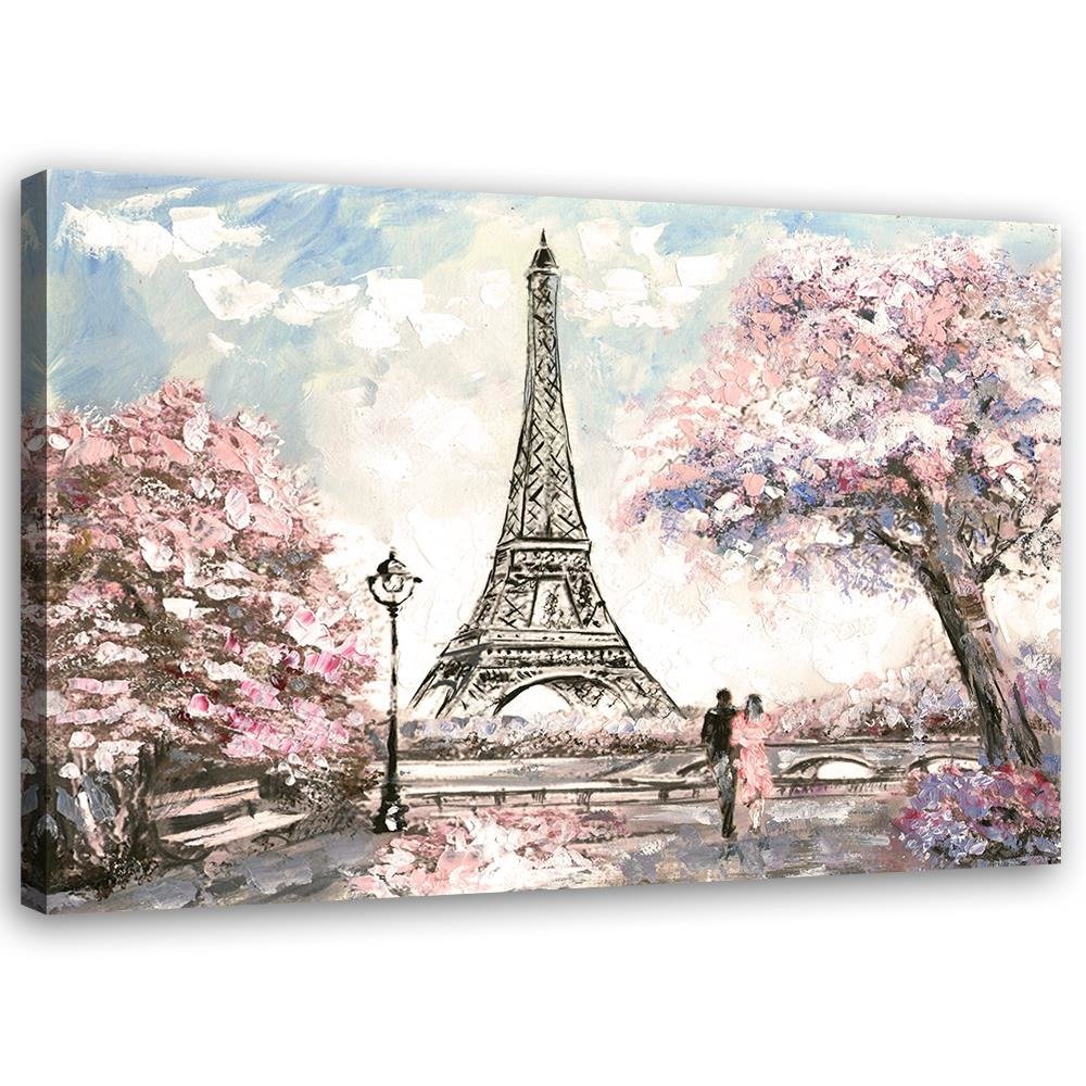 Canvas Schilderij – Eiffeltoren In Het Voorjaar  – Schilderijen – Steden
