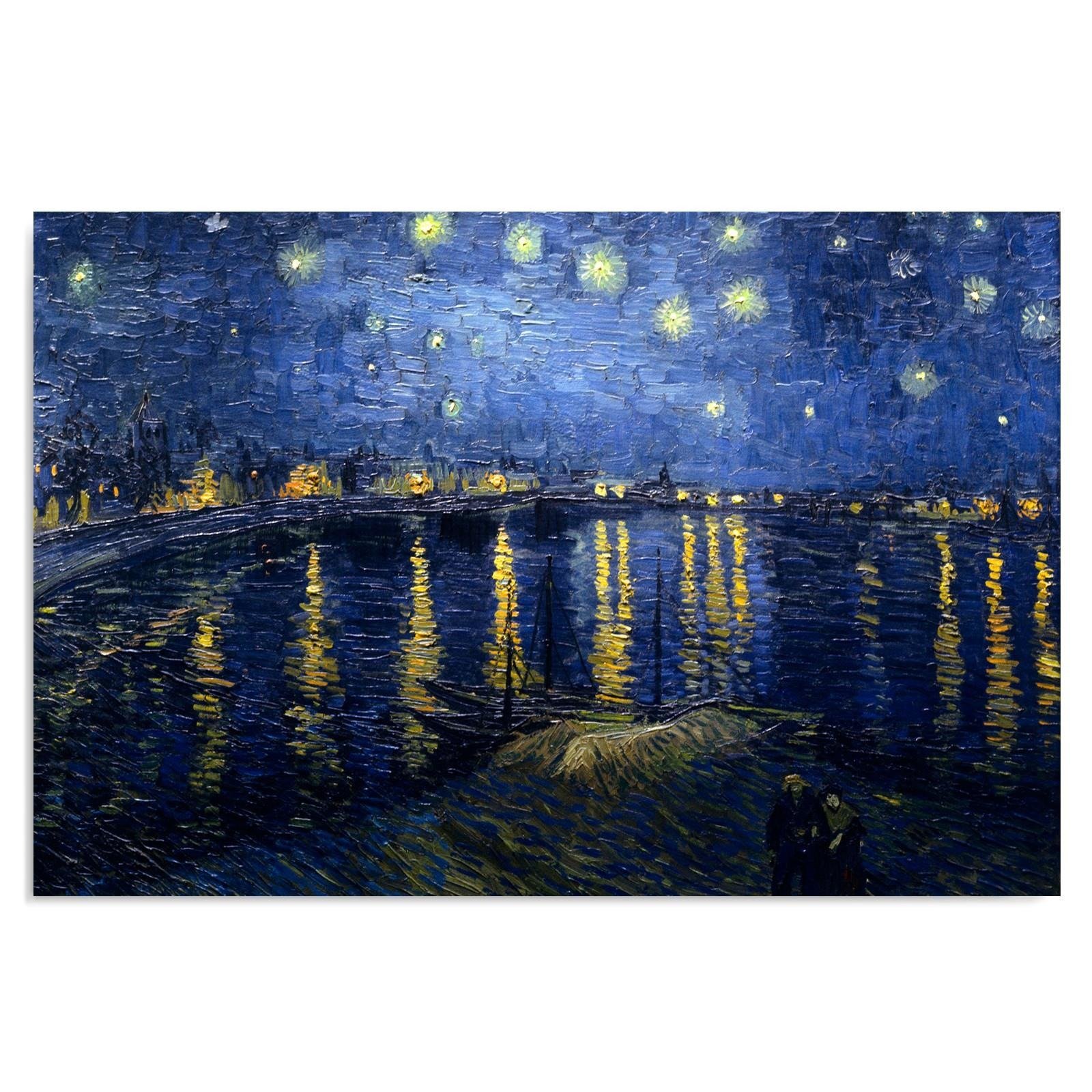 Canvas Schilderij – Reproductie Schilderij door V. Van Gogh – Sterrennacht Over De Rhône  – Schilderijen – Reproducties