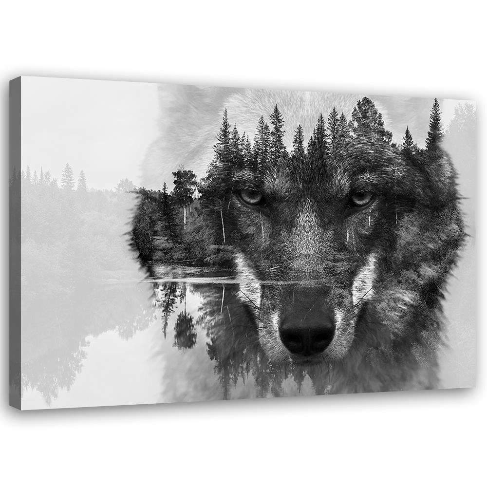 Canvas Schilderij – Wolf In Het Bos  – Schilderijen – Dieren
