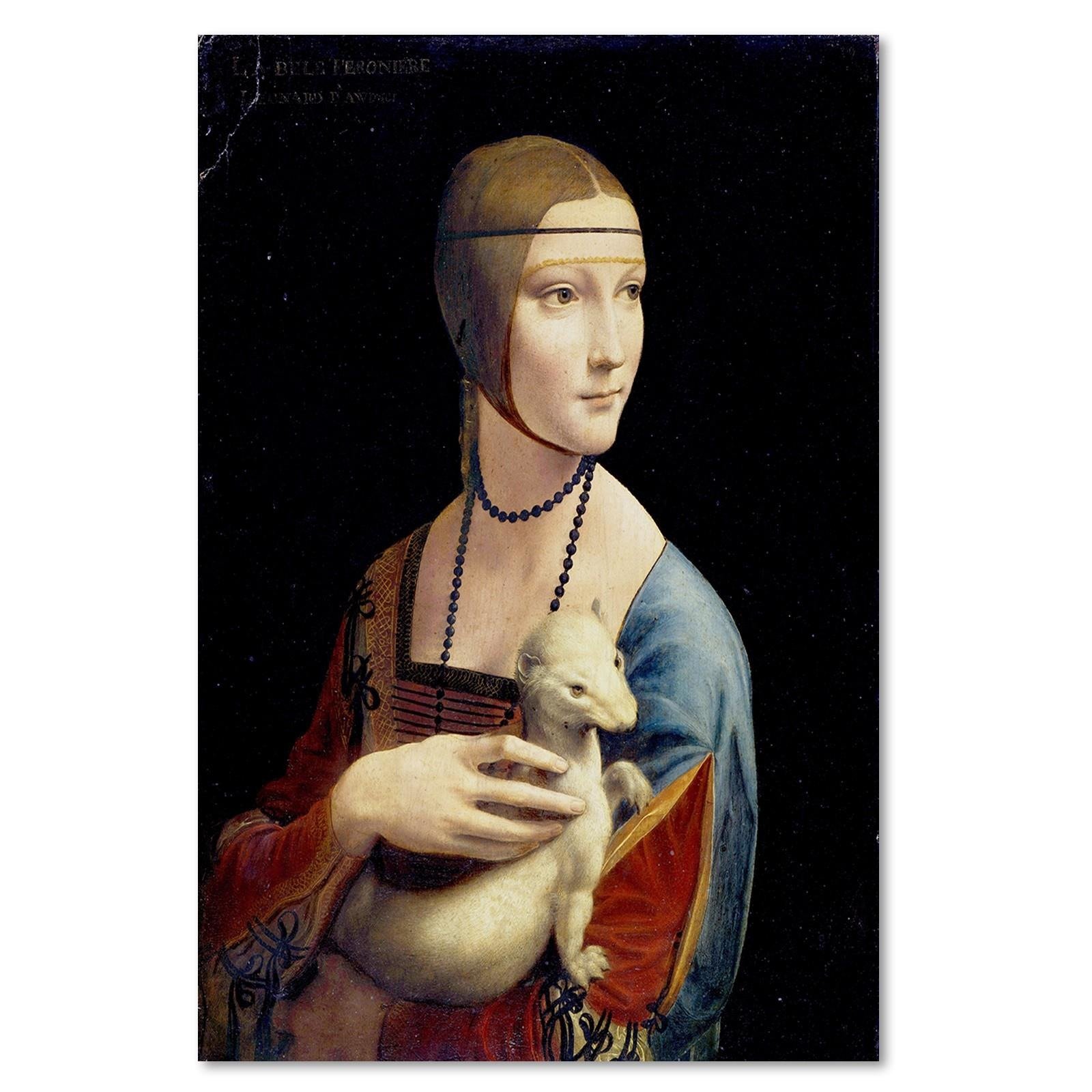 Canvas Schilderij – Reproductie Schilderij door Leonardo Da Vinci – Dame Met Een Ermine  – Schilderijen – Reproducties