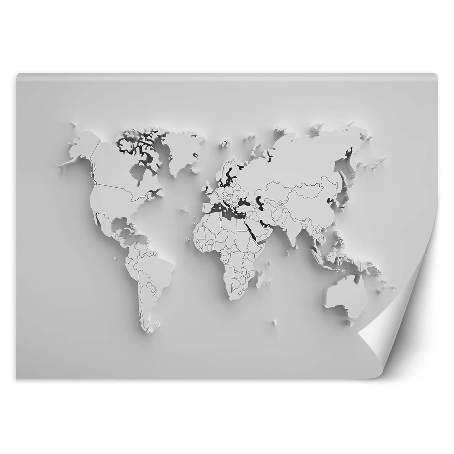 Trend24 – Behang – Overzicht Van Continents 3D – Behangpapier – Fotobehang 3D – Behang Woonkamer – 250x175x2 cm – Incl. behanglijm