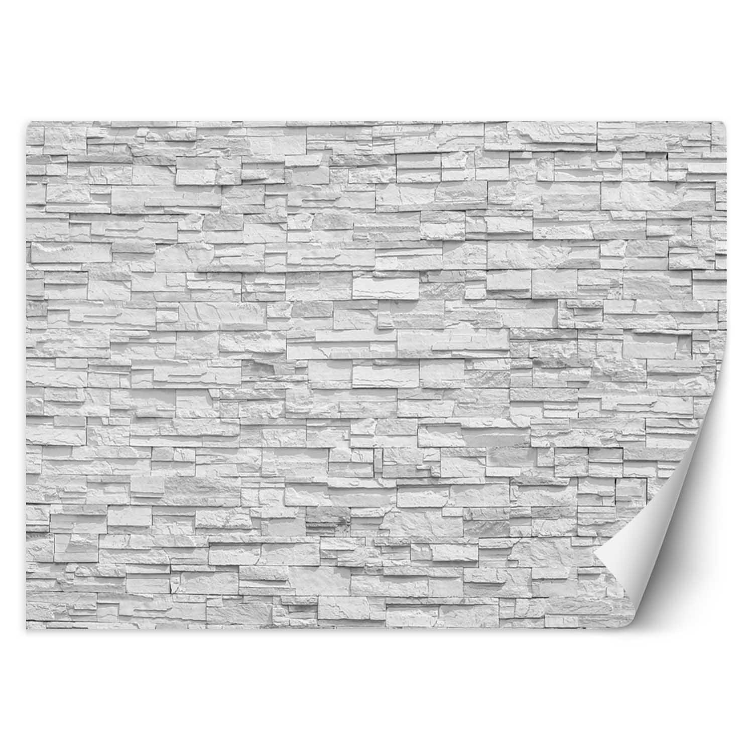 Trend24 – Behang – Witte Stenen Muur – Vliesbehang – Behang Woonkamer – Fotobehang – 450×315 cm – Incl. behanglijm