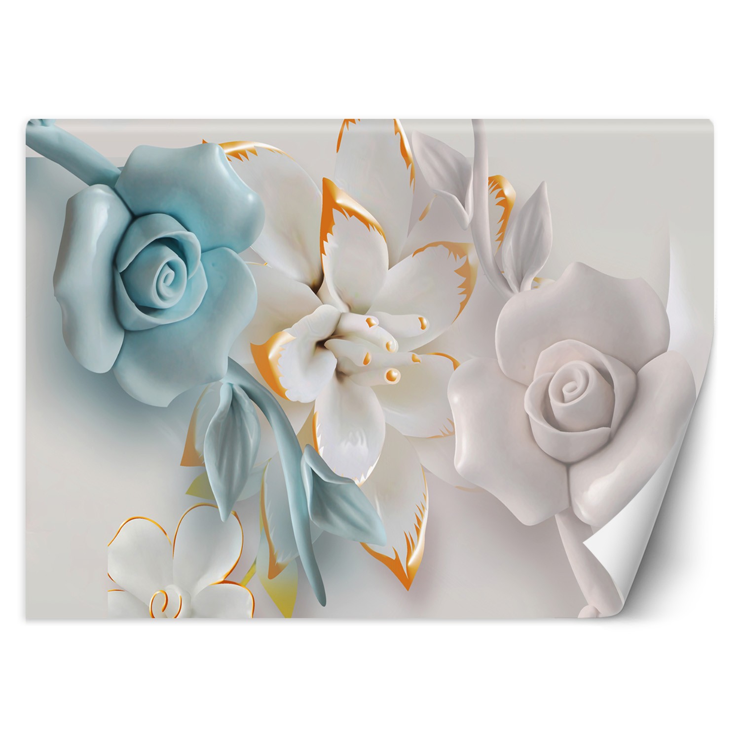 Trend24 – Behang – Bloemen Abstract – Vliesbehang – Fotobehang 3D – Behang Woonkamer – 350×245 cm – Incl. behanglijm