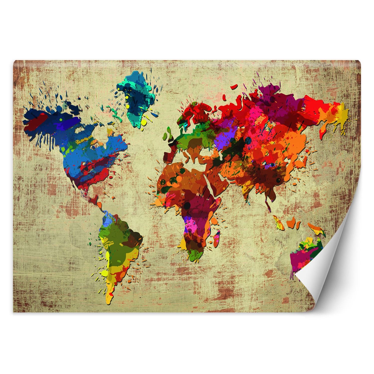 Trend24 – Behang – Wereldkaart Aquarel – Vliesbehang – Wereldkaart Wanddecoratie – Behang Woonkamer – 400×280 cm – Incl. behanglijm