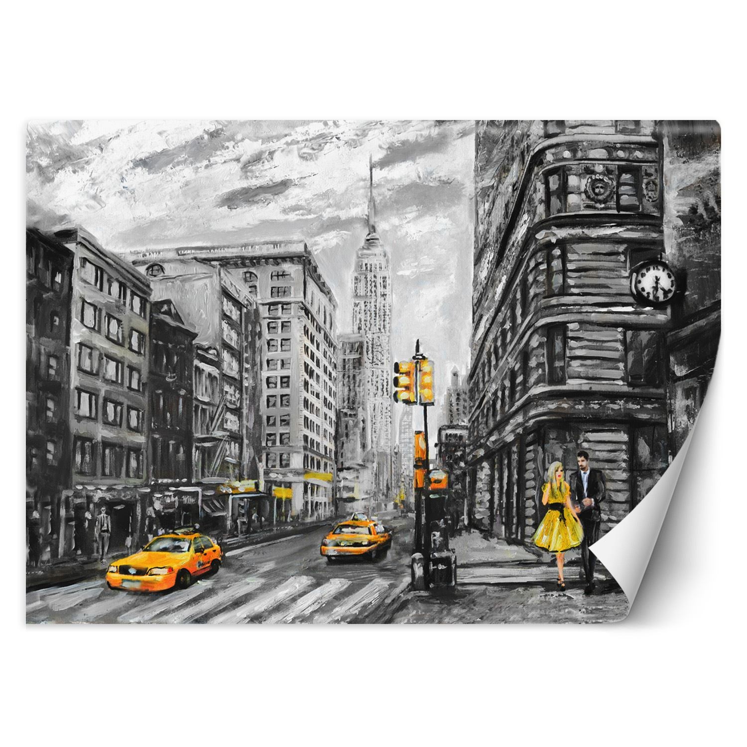Trend24 – Behang – New York Taxi – Behangpapier – Fotobehang – Behang Woonkamer – 450x315x2 cm – Incl. behanglijm
