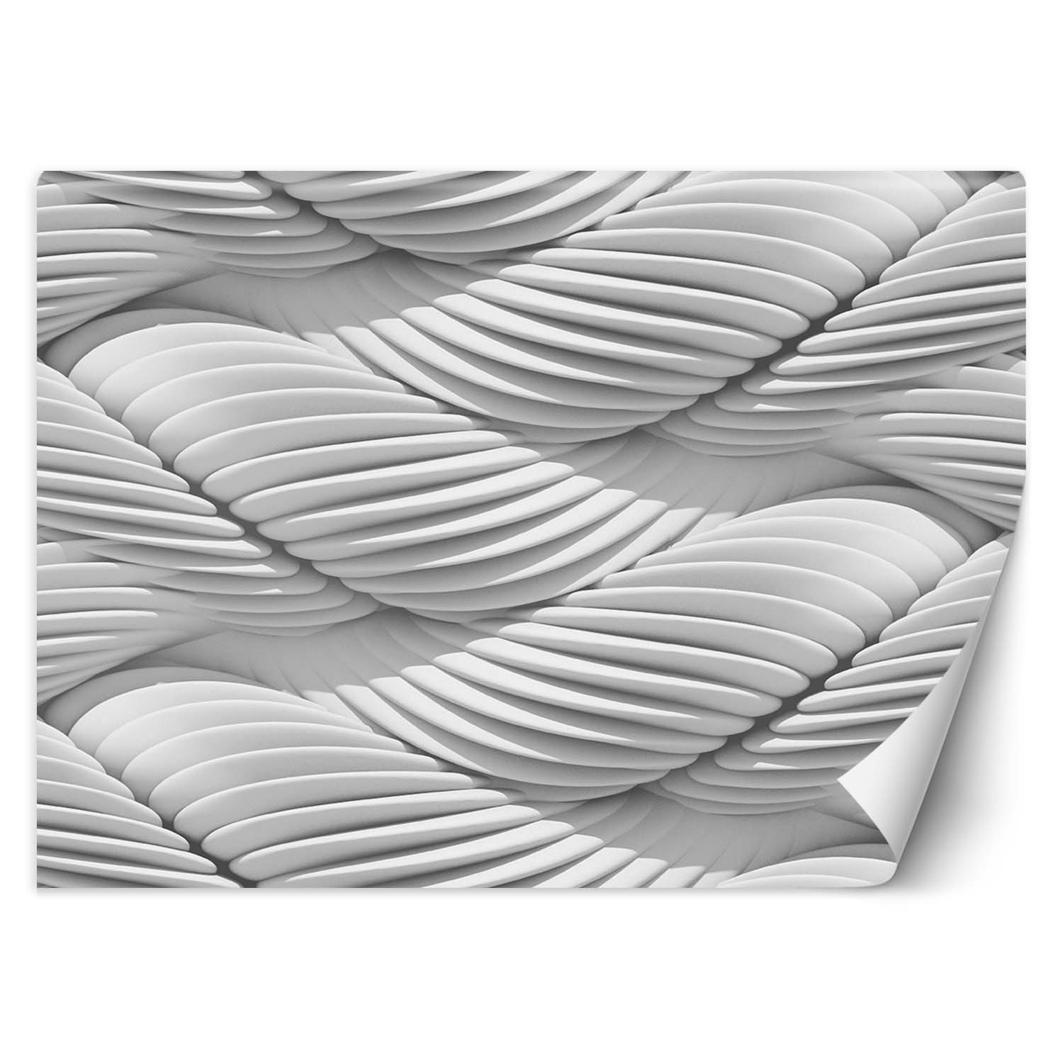 Trend24 – Behang – Abstracte Golven 3D – Vliesbehang – Fotobehang 3D – Behang Woonkamer – 350x245x2 cm – Incl. behanglijm