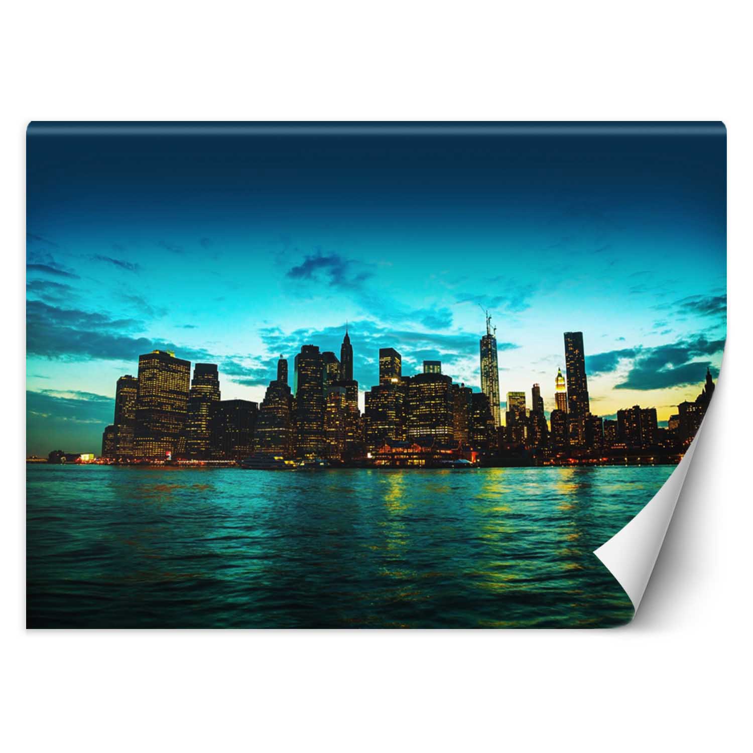 Trend24 – Behang – Manhattan Bij Zonsondergang – Vliesbehang – Fotobehang – Behang Woonkamer – 400×280 cm – Incl. behanglijm