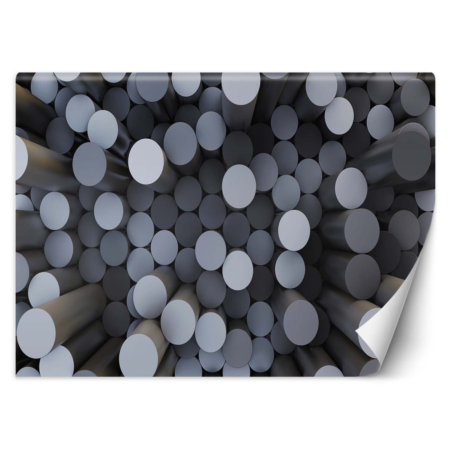Trend24 – Behang – Abstracte Cilinders 3D – Vliesbehang – Fotobehang 3D – Behang Woonkamer – 100×70 cm – Incl. behanglijm