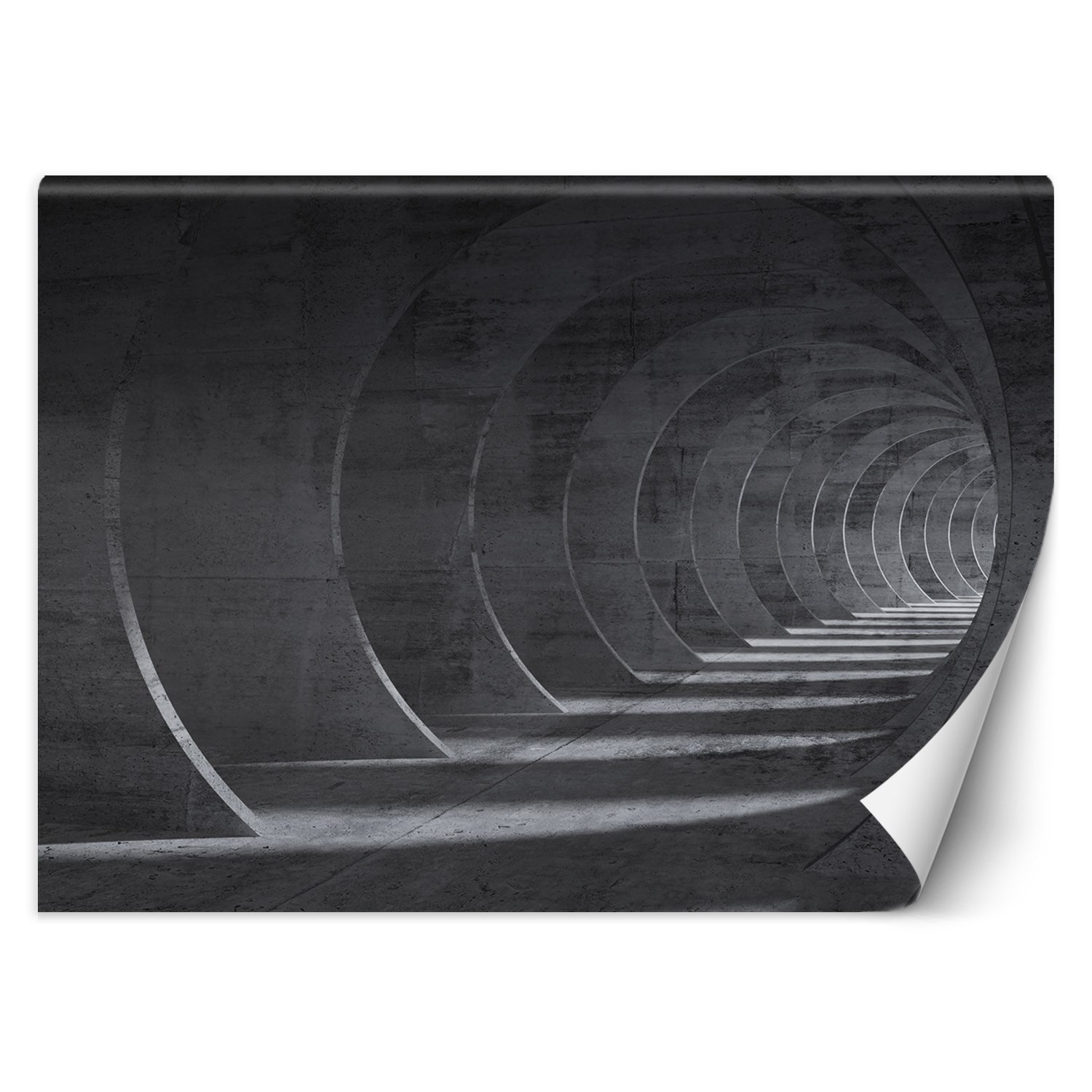 Trend24 – Behang – 3D Gray Tunnel – Behangpapier – Fotobehang 3D – Behang Woonkamer – 250x175x2 cm – Incl. behanglijm