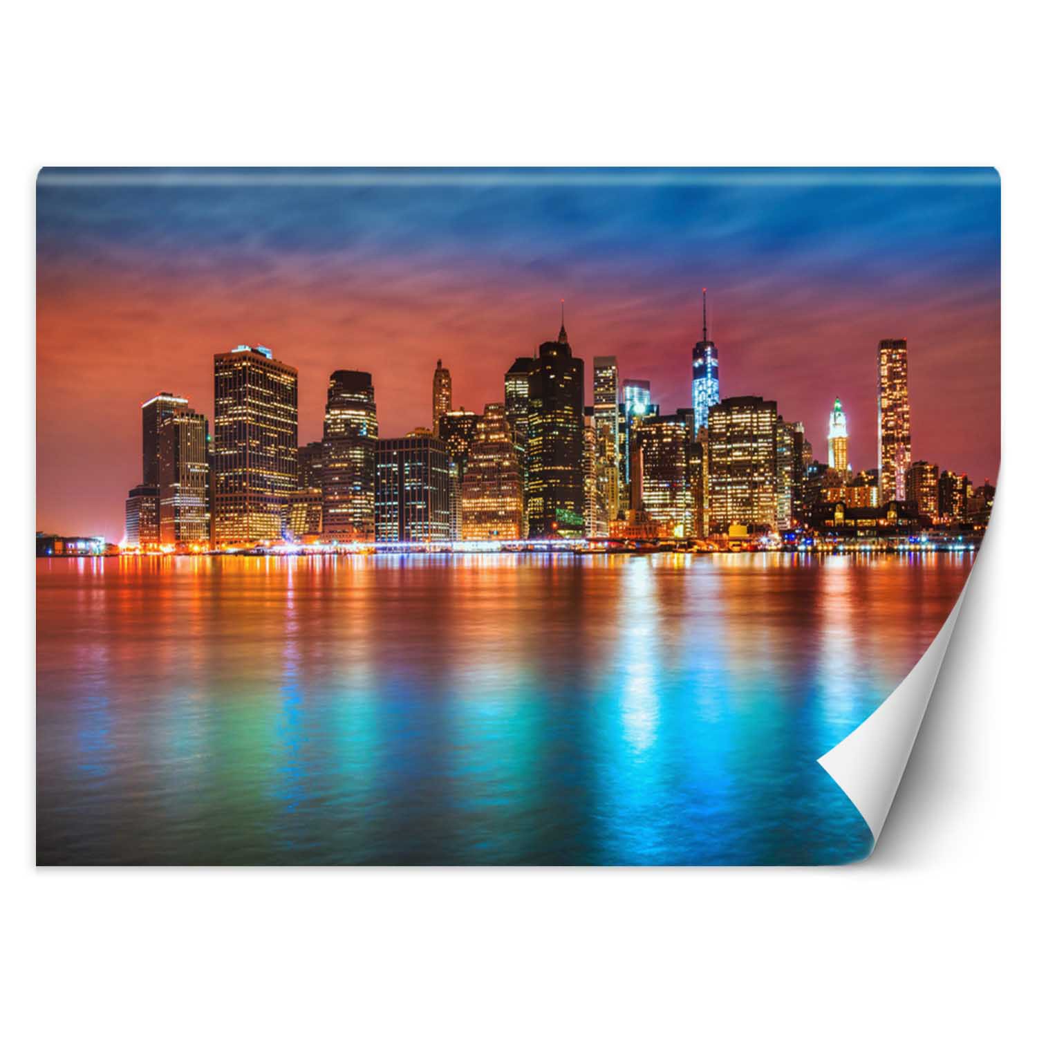 Trend24 – Behang – Manhattan ‘S Nachts – Behangpapier – Fotobehang – Behang Woonkamer – 350×245 cm – Incl. behanglijm