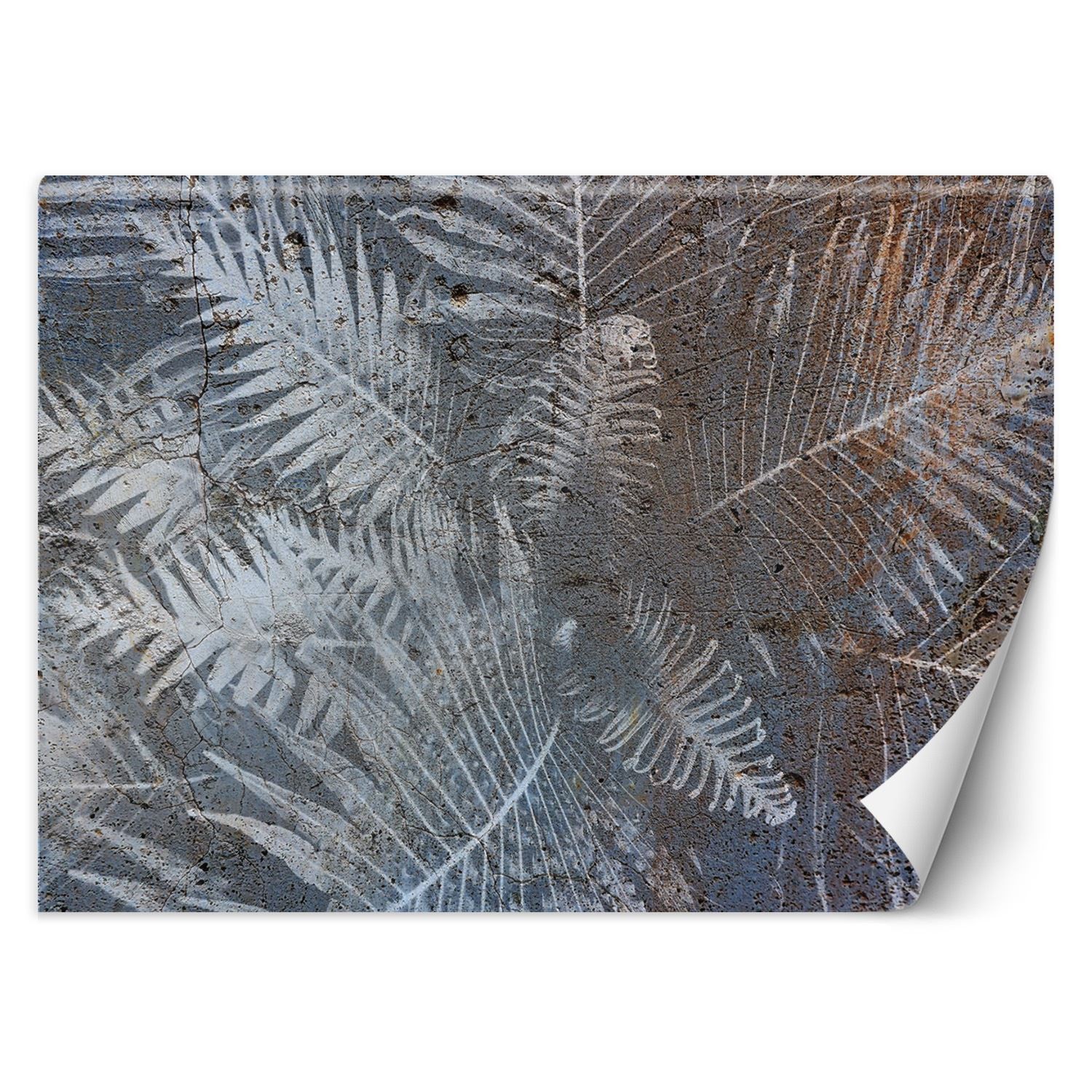 Trend24 – Behang – Palmblaadjes Op Beton – Behangpapier – Behang Woonkamer – Fotobehang – 250x175x2 cm – Incl. behanglijm