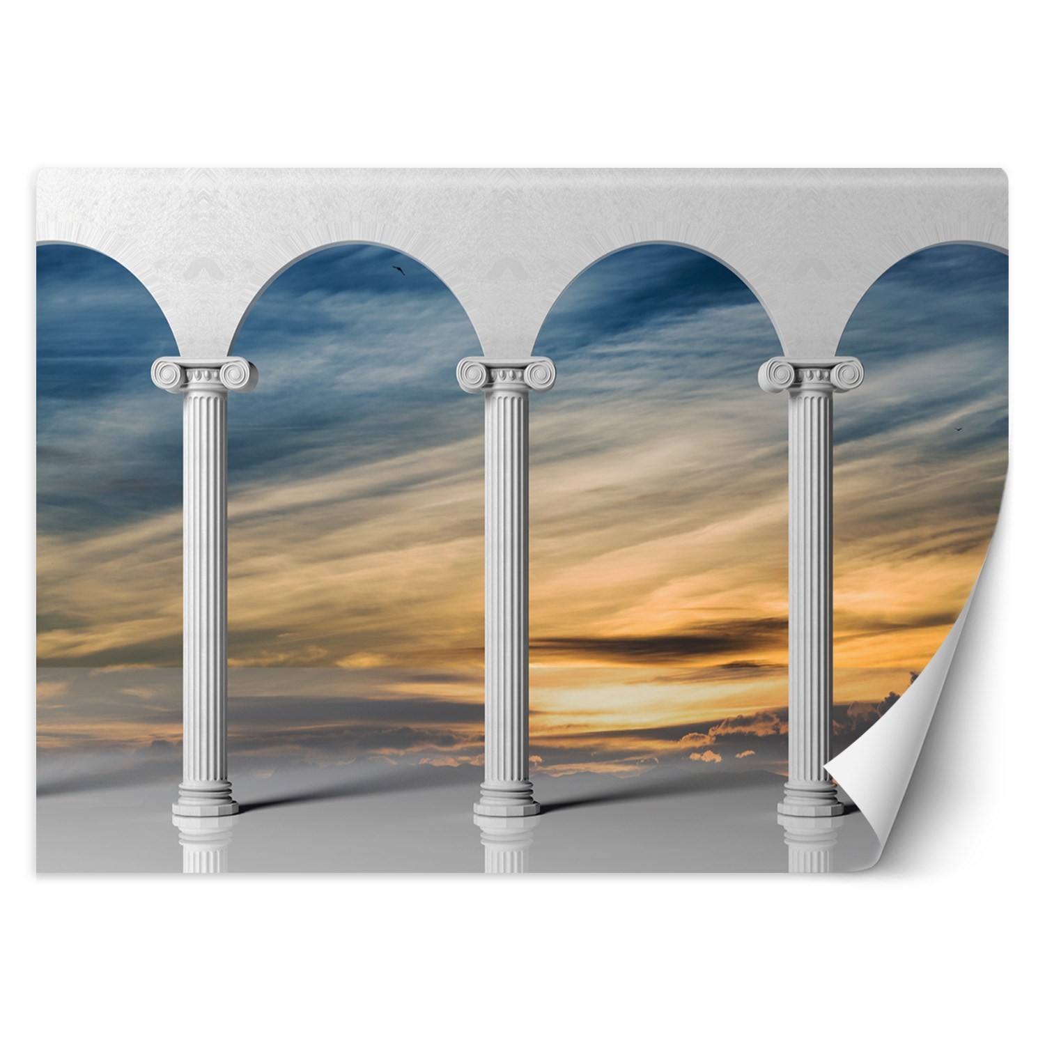 Trend24 – Behang – Kolommen Met Sky View – Vliesbehang – Fotobehang 3D – Behang Woonkamer – 350×245 cm – Incl. behanglijm